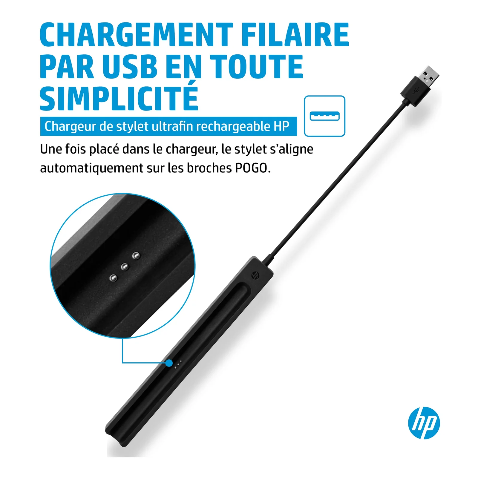 HP Chargeur pour stylet rechargeable ultra-plat