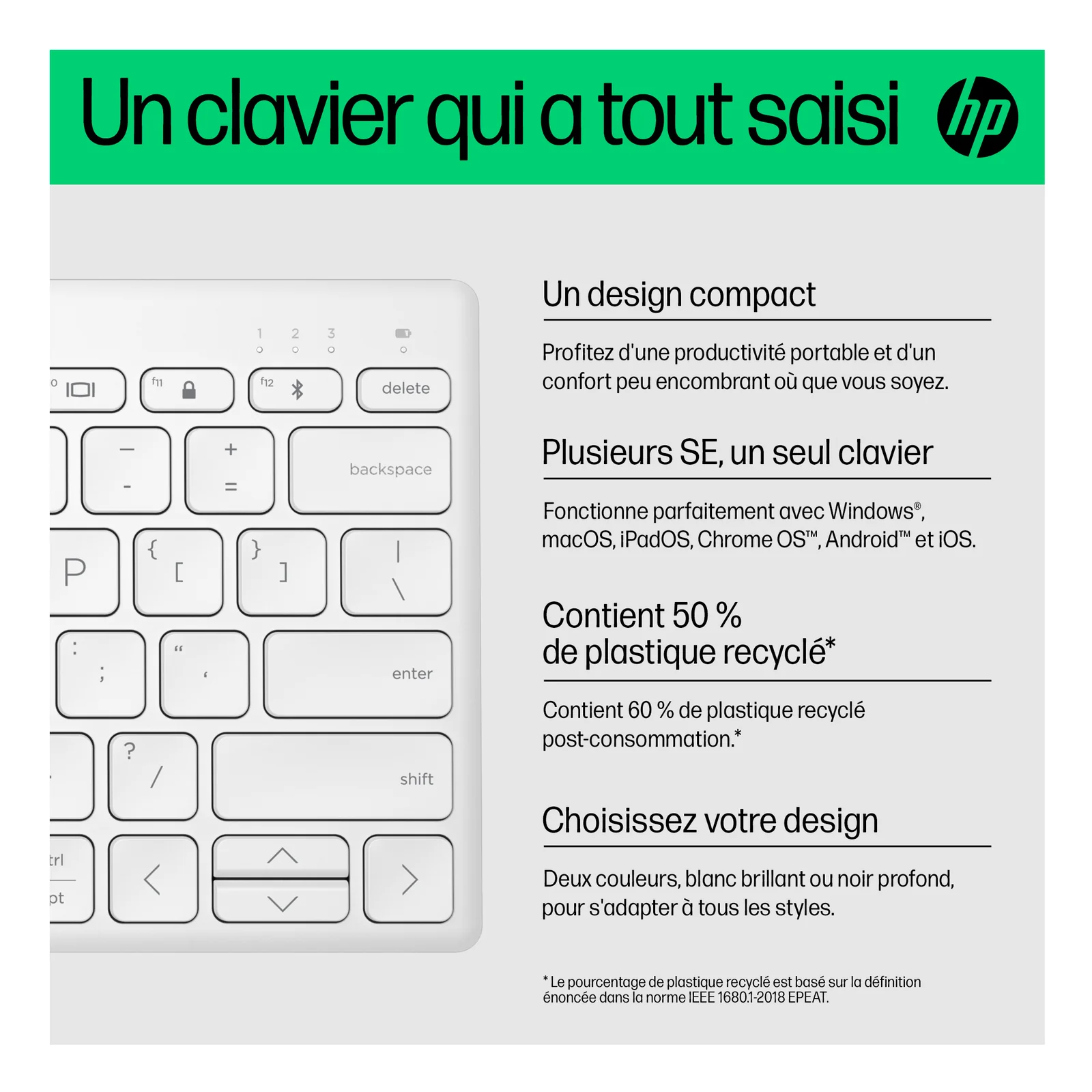 HP Clavier Bluetooth multi-périphériques compact 350