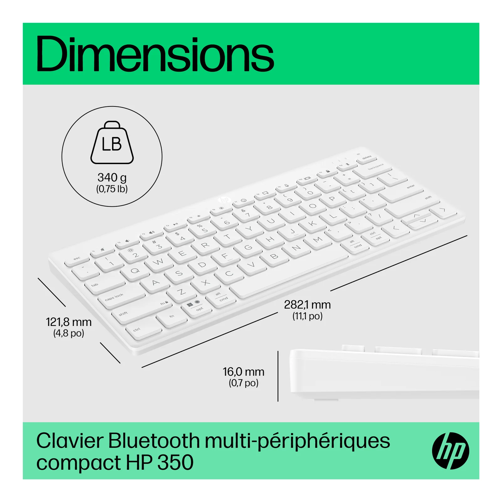 HP Clavier Bluetooth multi-périphériques compact 350