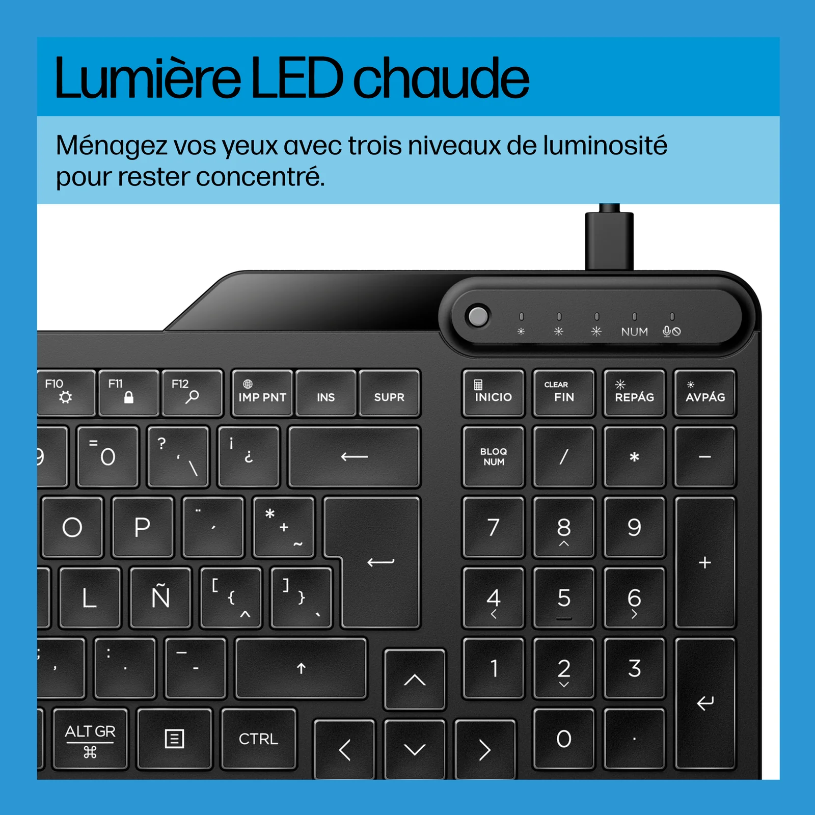 HP Clavier filaire rétroéclairé multi-appareil 405