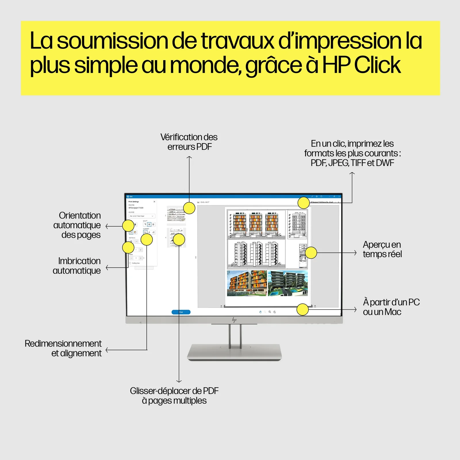 HP Designjet Imprimante T1600 PostScript de 36 pouces