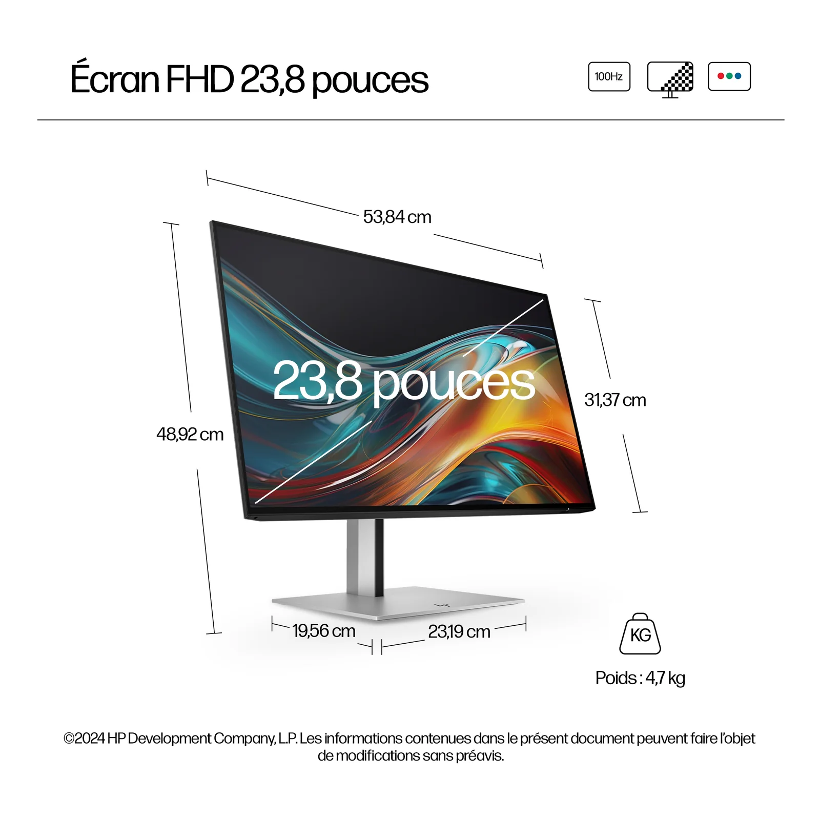 HP Écran FHD 23,8 pouces Série 7 Pro - 724pf