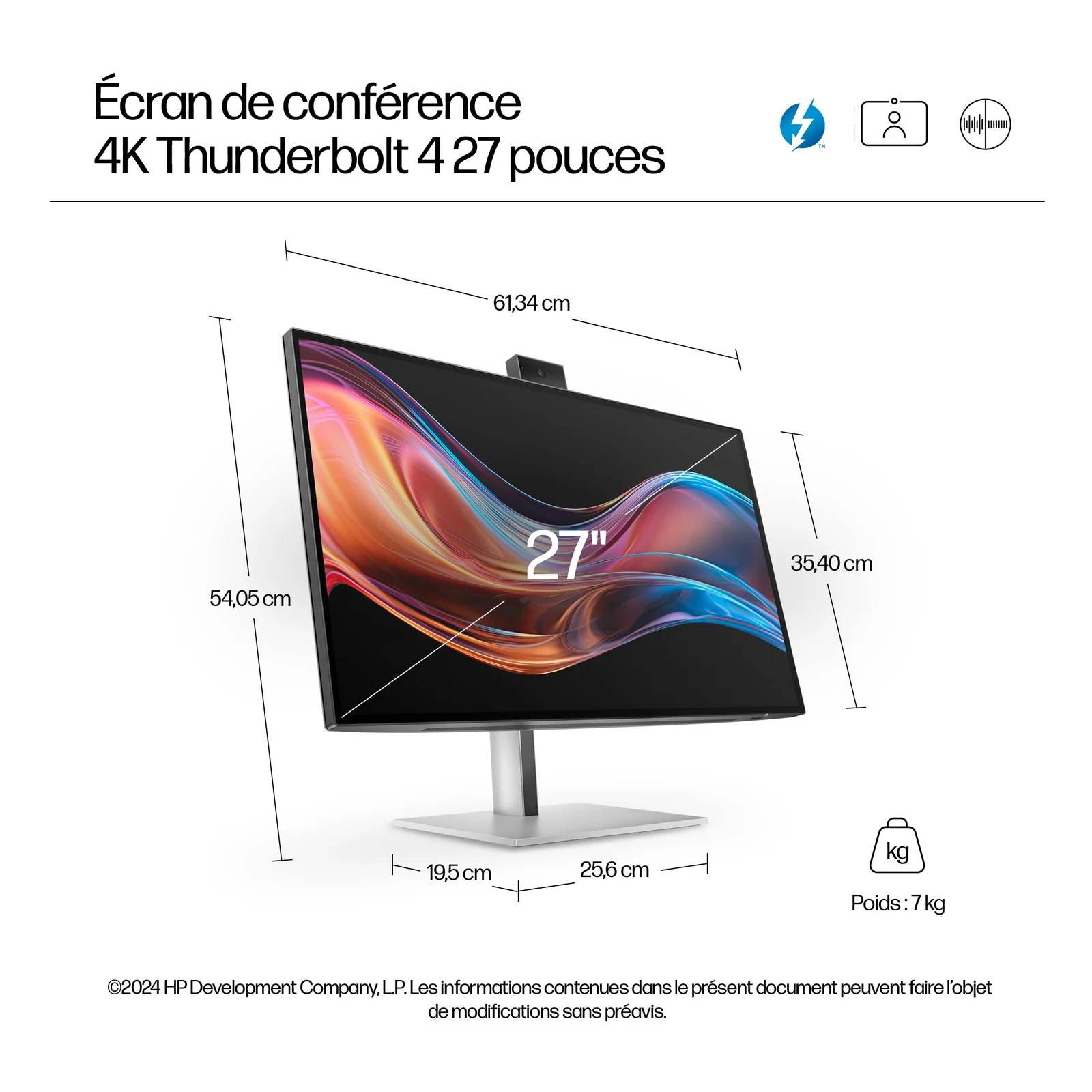 HP Écran pour conférence 4K Series 7 Pro 27 pouces - 727pm