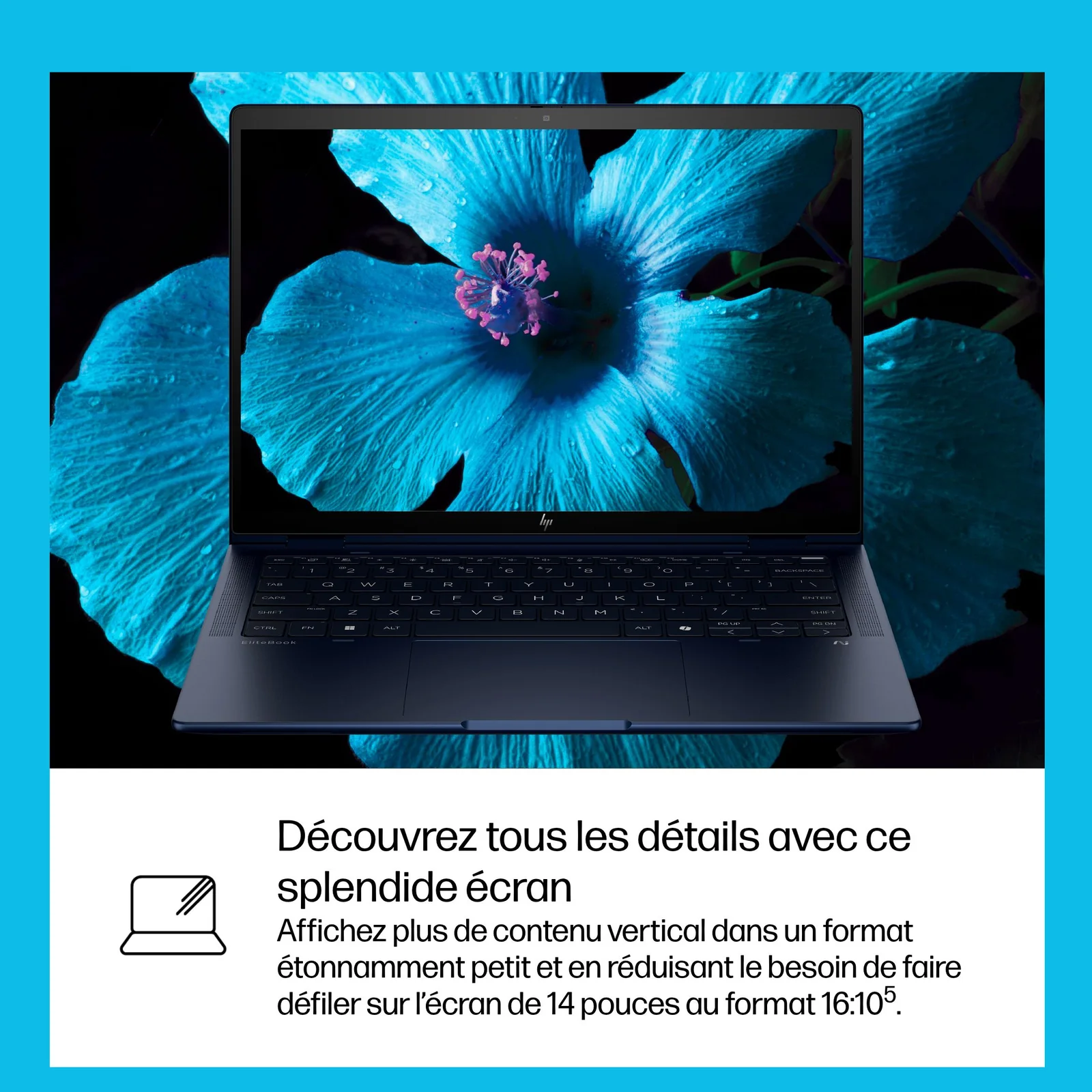 HP EliteBook X Flip G1i Next Gen AI Wolf Pro Security Edition Copilot+ PC Intel Core Ultra 5 228V Hybride (2-en-1) 35,6 cm (14") Écran tactile WUXGA 32 Go LPDDR5x-SDRAM 512 Go SSD Wi-Fi 7 (802.11be) Windows 11 Pro Bleu