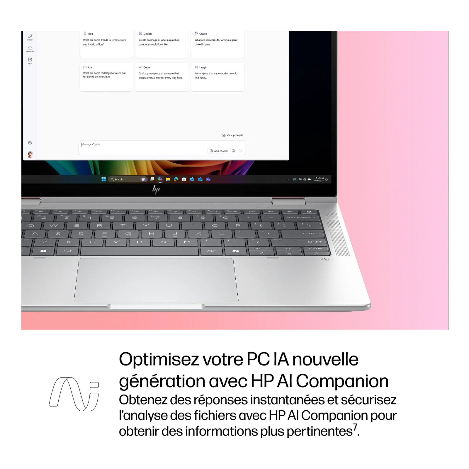 HP EliteBook X Flip G1i Next Gen AI Wolf Pro Security Edition Copilot+ PC Intel Core Ultra 5 228V Hybride (2-en-1) 35,6 cm (14") Écran tactile WUXGA 32 Go LPDDR5x-SDRAM 512 Go SSD Wi-Fi 7 (802.11be) Windows 11 Pro Argent