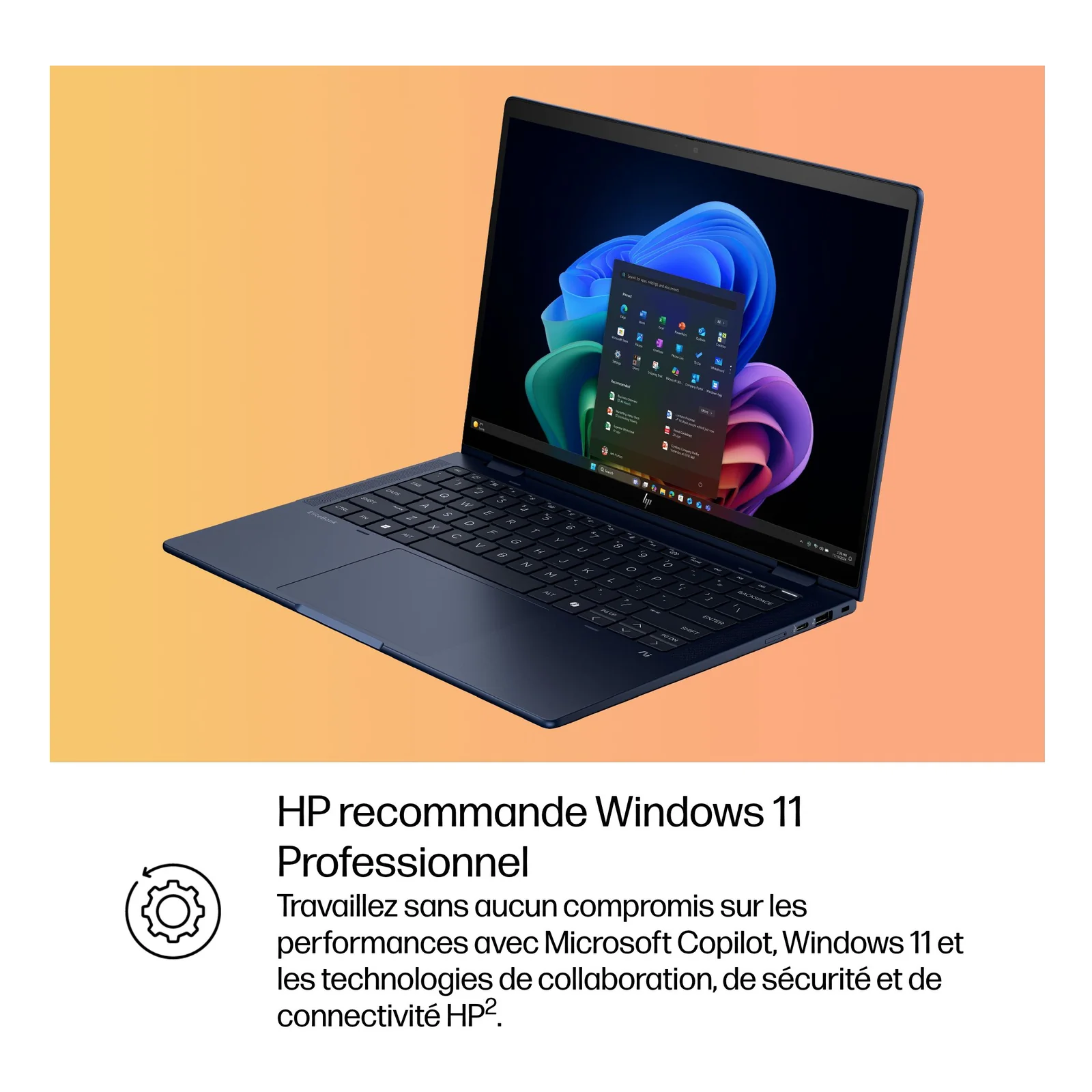 HP EliteBook X Flip G1i Next Gen AI Wolf Pro Security Edition Copilot+ PC Intel Core Ultra 5 228V Hybride (2-en-1) 35,6 cm (14") Écran tactile WUXGA 32 Go LPDDR5x-SDRAM 512 Go SSD Wi-Fi 7 (802.11be) Windows 11 Pro Bleu