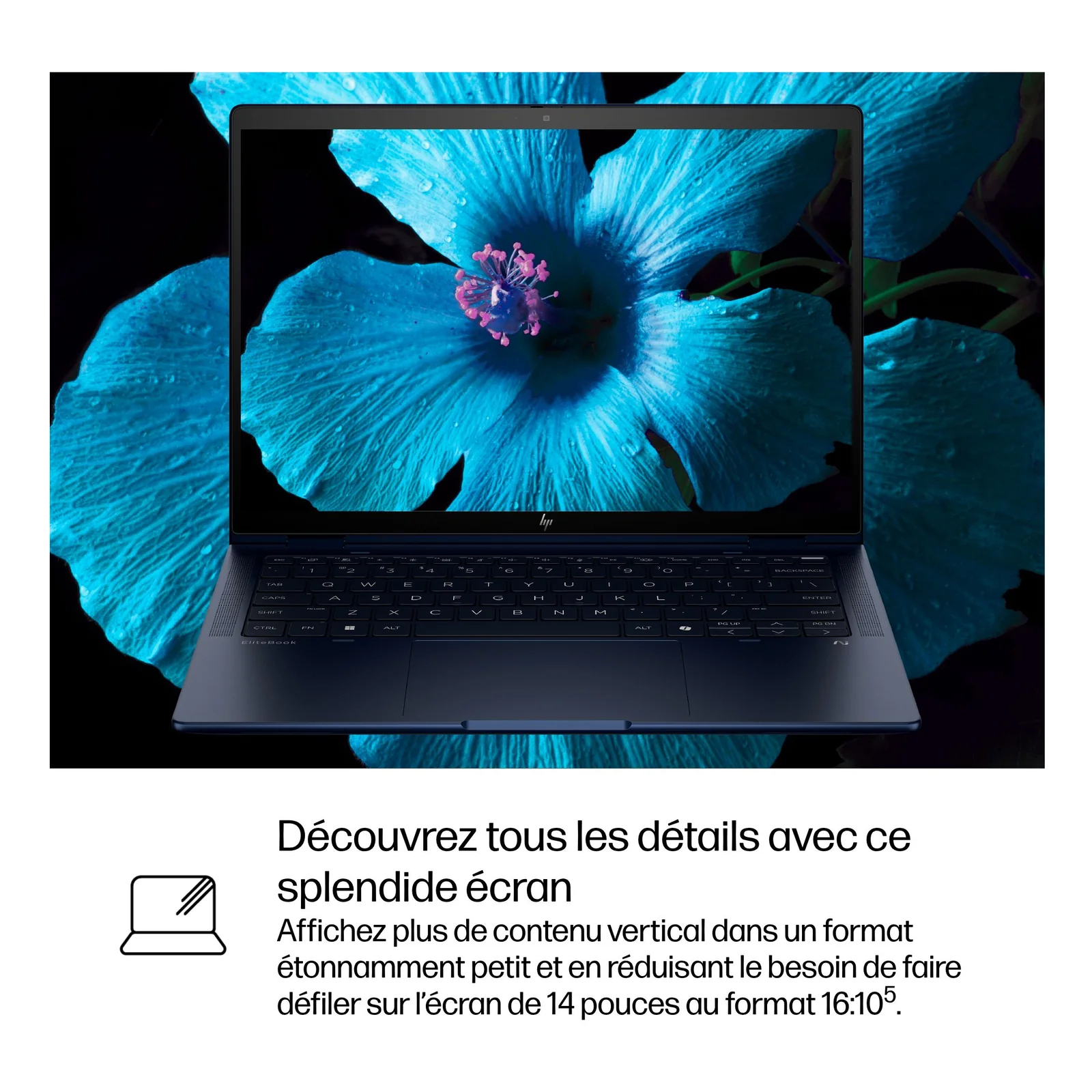 HP EliteBook X Flip G1i Next Gen AI Wolf Pro Security Edition Copilot+ PC Intel Core Ultra 5 228V Hybride (2-en-1) 35,6 cm (14") Écran tactile WUXGA 32 Go LPDDR5x-SDRAM 512 Go SSD Wi-Fi 7 (802.11be) Windows 11 Pro Bleu