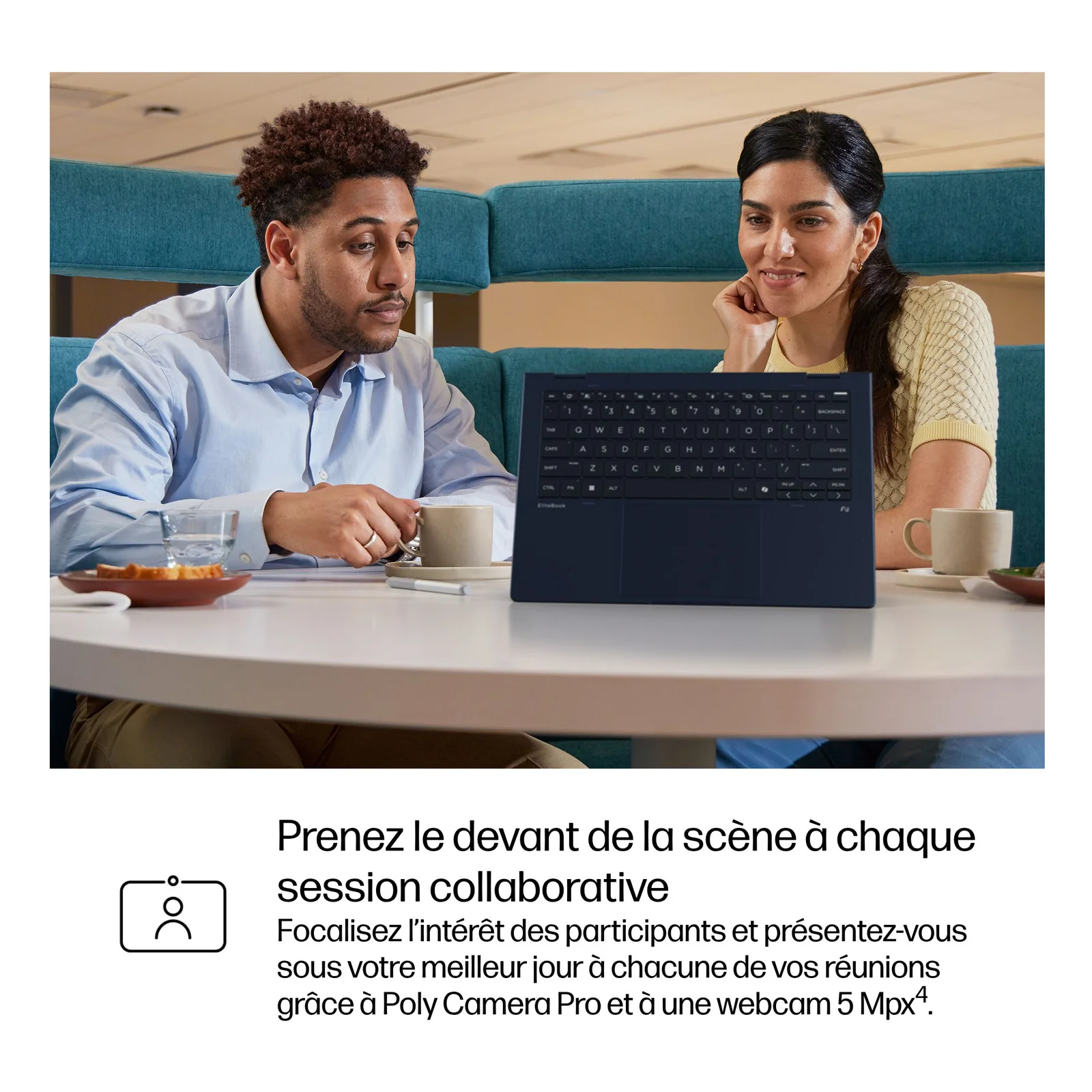HP EliteBook X Flip G1i Next Gen AI Wolf Pro Security Edition Copilot+ PC Intel Core Ultra 5 228V Hybride (2-en-1) 35,6 cm (14") Écran tactile WUXGA 32 Go LPDDR5x-SDRAM 512 Go SSD Wi-Fi 7 (802.11be) Windows 11 Pro Bleu