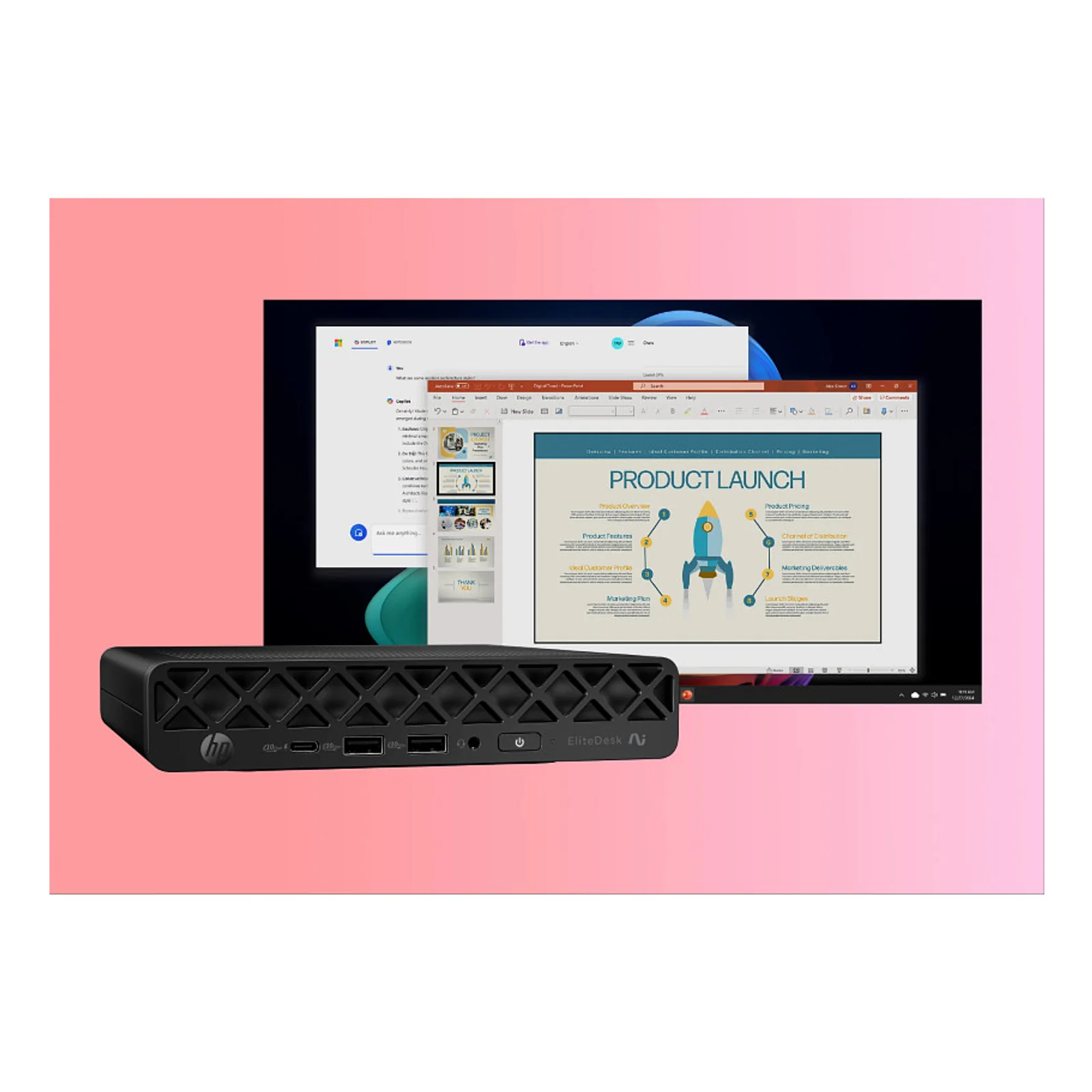 HP EliteDesk 8 Mini G1a Next Gen AI Wolf Pro Security Edition Copilot+ PC AMD Ryzen AI 5 340 32 Go DDR5-SDRAM 1 To SSD Windows 11 Pro Mini PC AI PC Noir