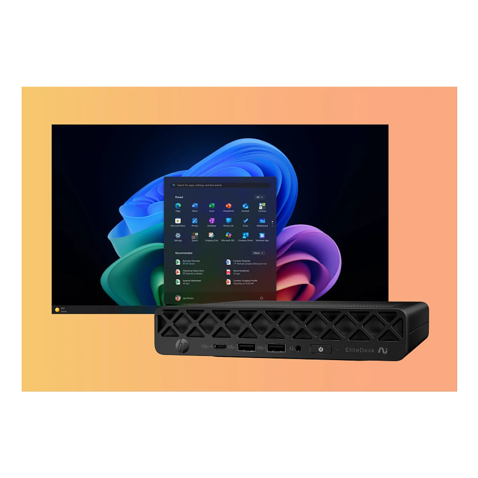 HP EliteDesk 8 Mini G1a Next Gen AI Wolf Pro Security Edition Copilot+ PC AMD Ryzen AI 5 340 32 Go DDR5-SDRAM 1 To SSD Windows 11 Pro Mini PC AI PC Noir