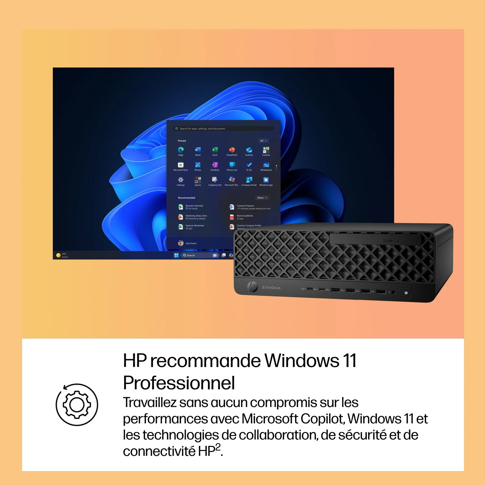 HP EliteDesk 8 SFF G1i AI Wolf Pro Security Edition Intel Core Ultra 5 235 16 Go DDR5-SDRAM 512 Go SSD Windows 11 Pro PC AI PC Noir
