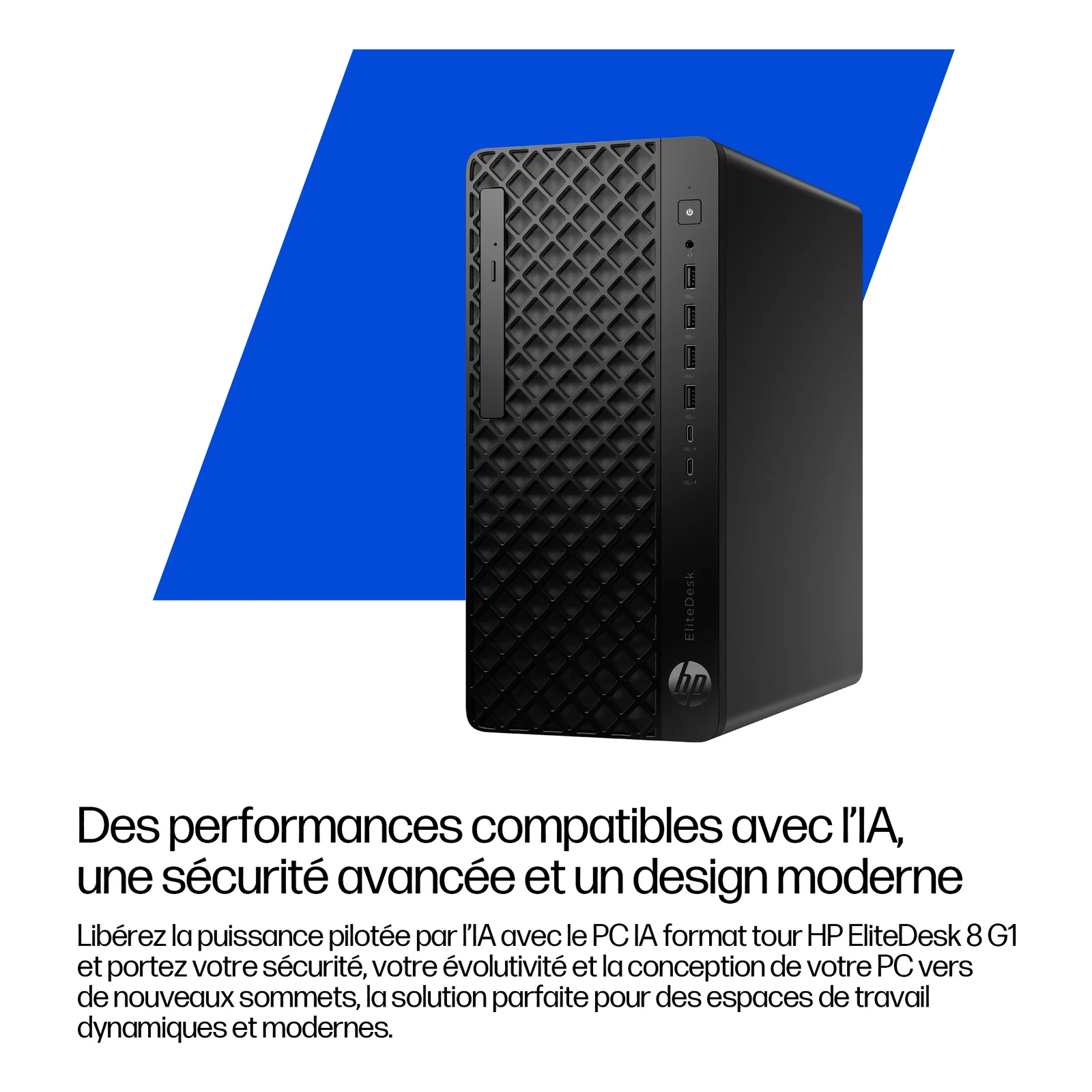 HP EliteDesk 8 Tower G1i Desktop AI PC Wolf Pro Security Edition Intel Core Ultra 5 235 8 Go DDR5-SDRAM 256 Go SSD Windows 11 Pro Noir