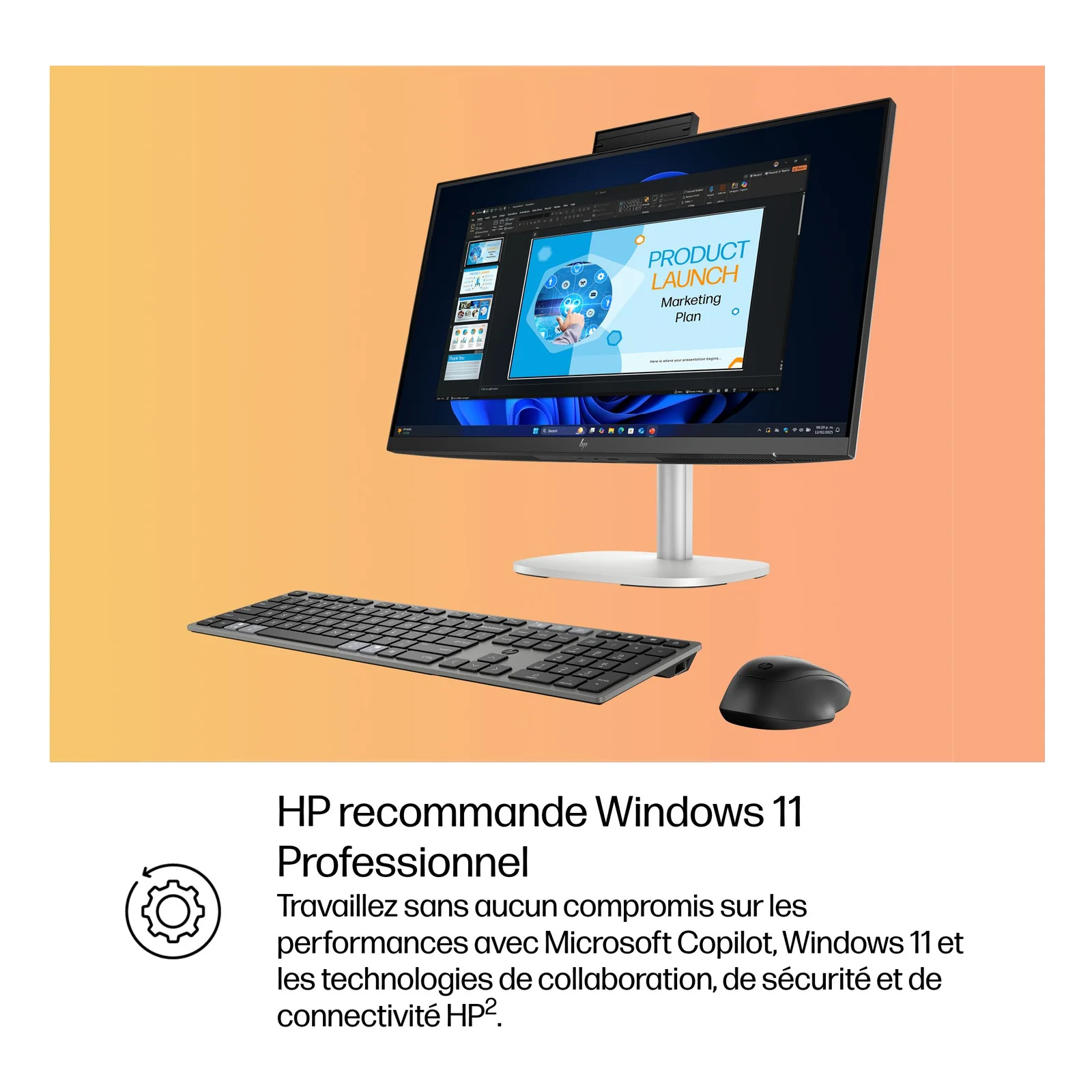 HP EliteStudio 8 G1i AI PC Wolf Pro Security Edition Intel Core Ultra 5 235 60,5 cm (23.8") 1920 x 1080 pixels Écran tactile PC All-in-One 8 Go DDR5-SDRAM 256 Go SSD Windows 11 Pro Wi-Fi 6E (802.11ax) Argent