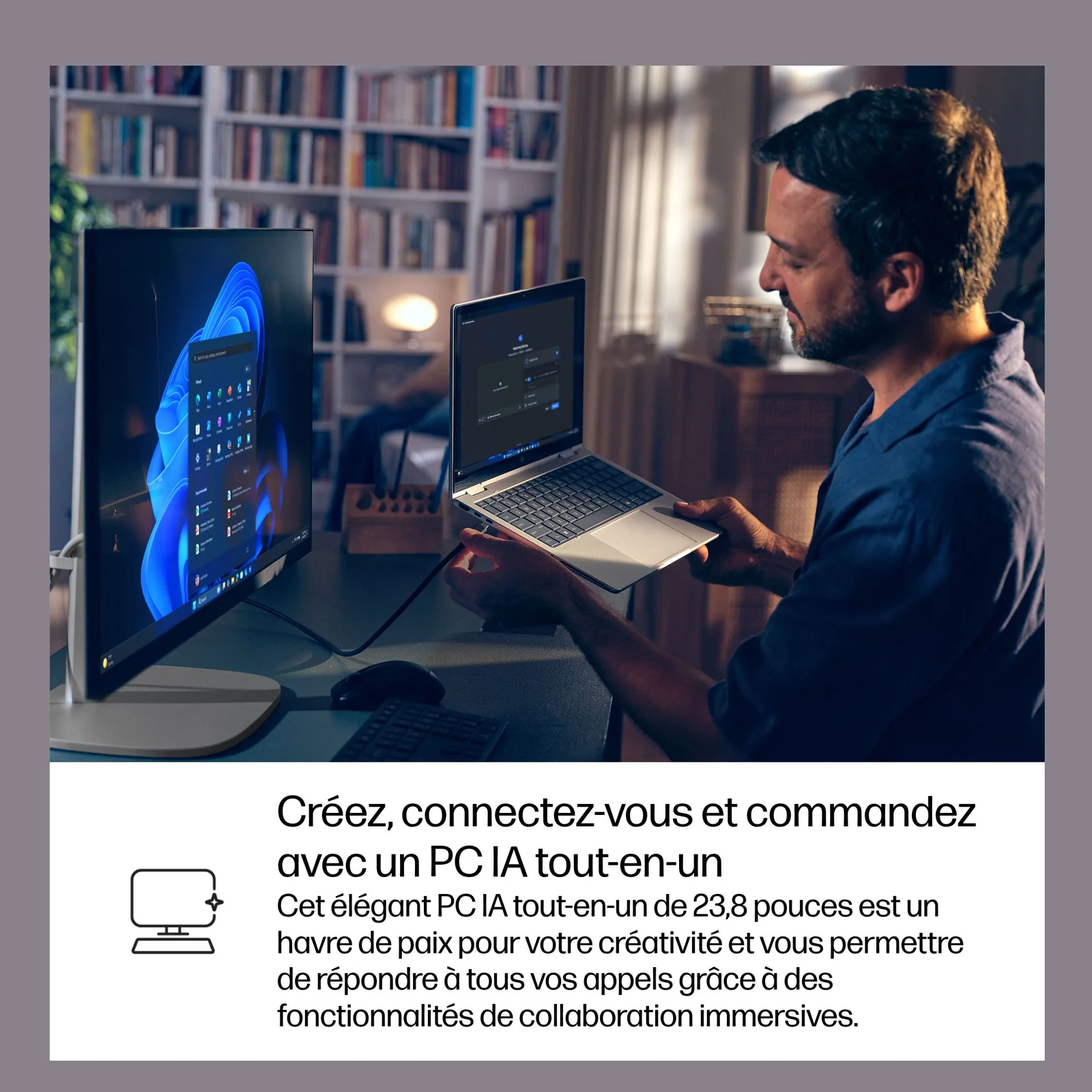 HP EliteStudio 8 G1i AI PC Wolf Pro Security Edition Intel Core Ultra 5 235 60,5 cm (23.8") 1920 x 1080 pixels PC All-in-One 16 Go DDR5-SDRAM 512 Go SSD Windows 11 Pro Wi-Fi 6E (802.11ax) Argent