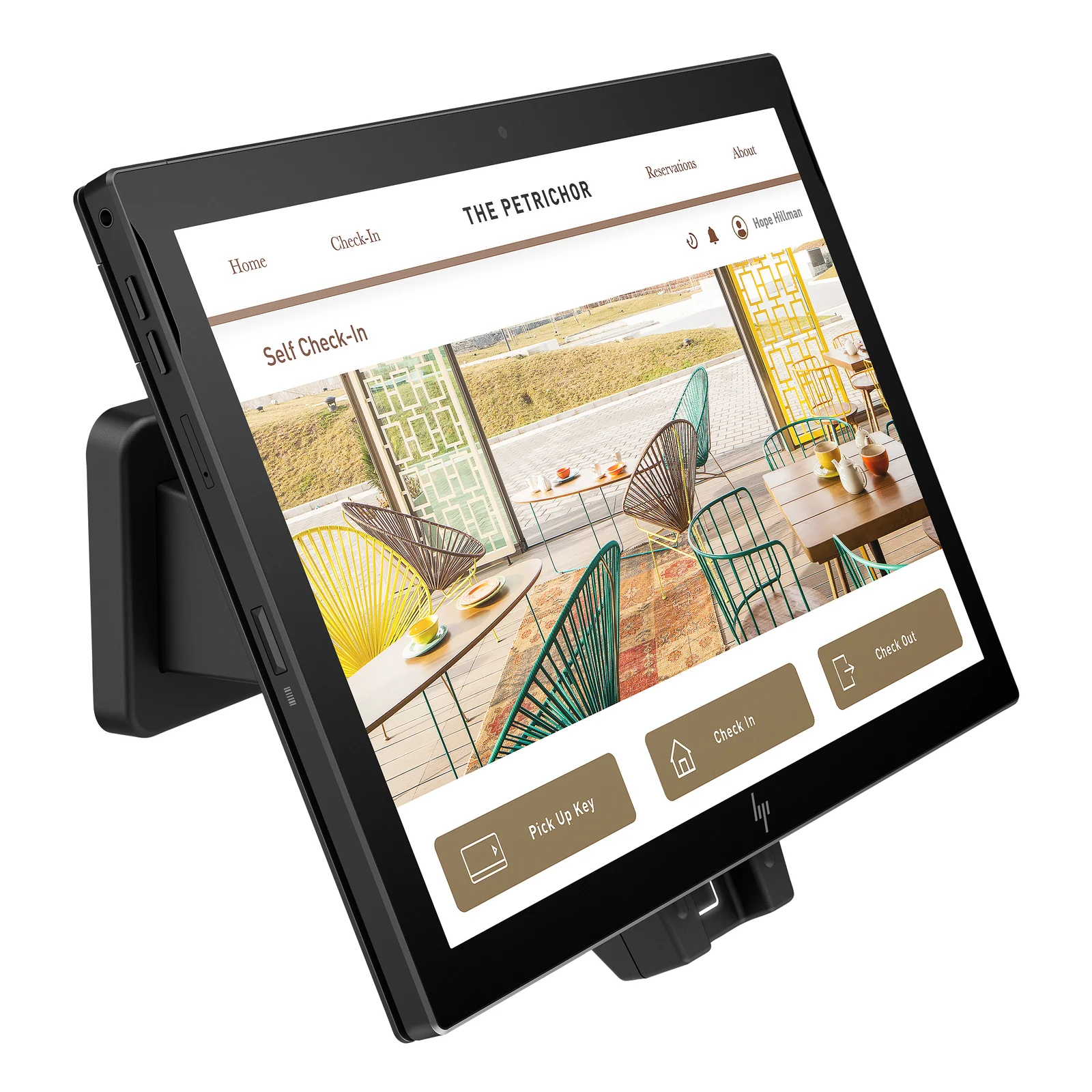 HP Engage Go, support inclinable