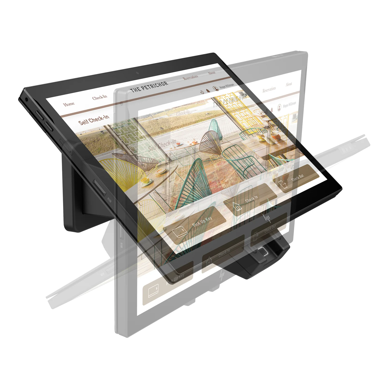 HP Engage Go, support inclinable