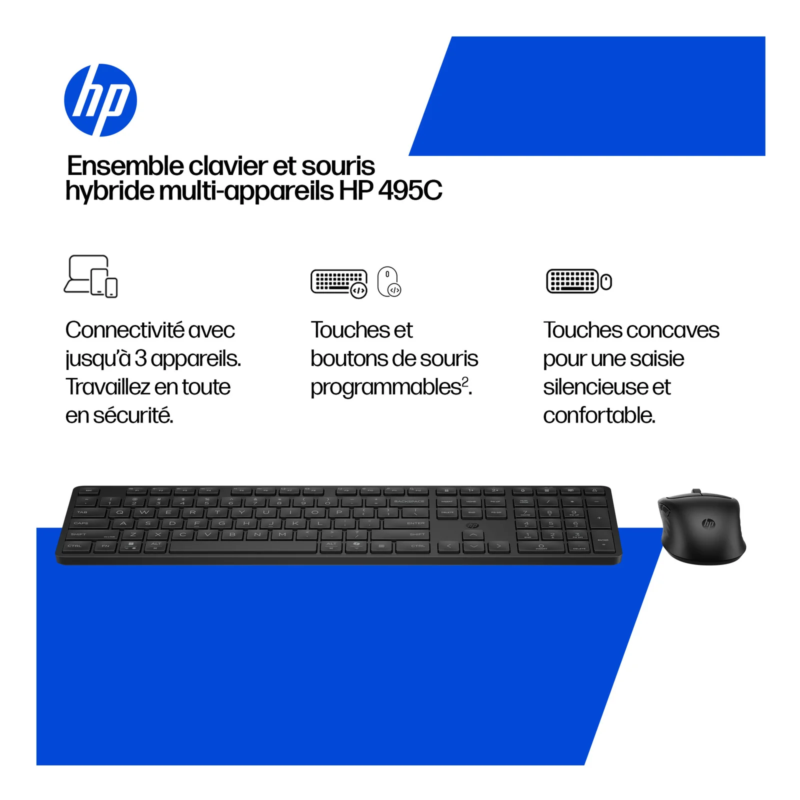 HP Ensemble clavier et souris hybride multi-appareils 495C