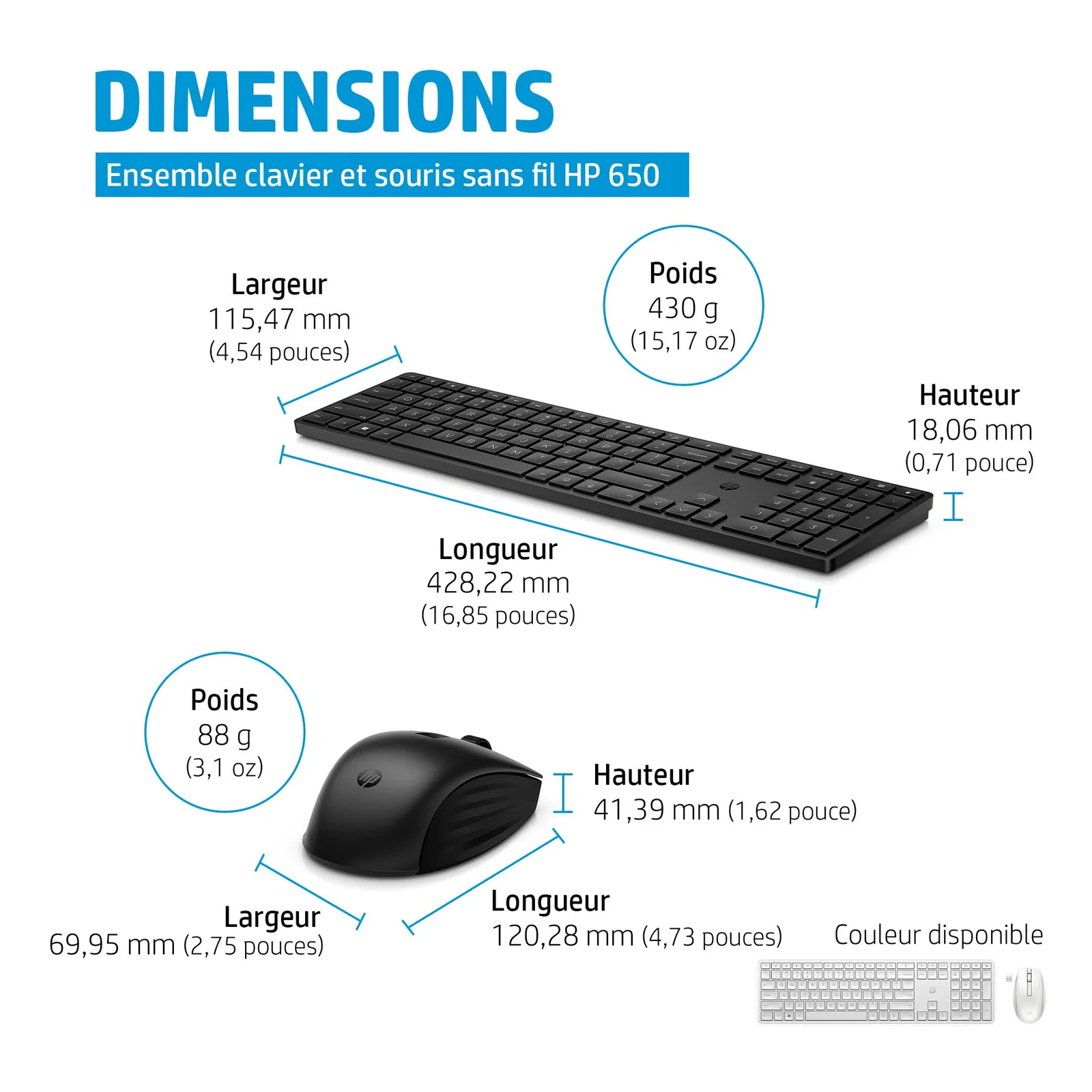 HP Ensemble clavier et souris sans fil 650