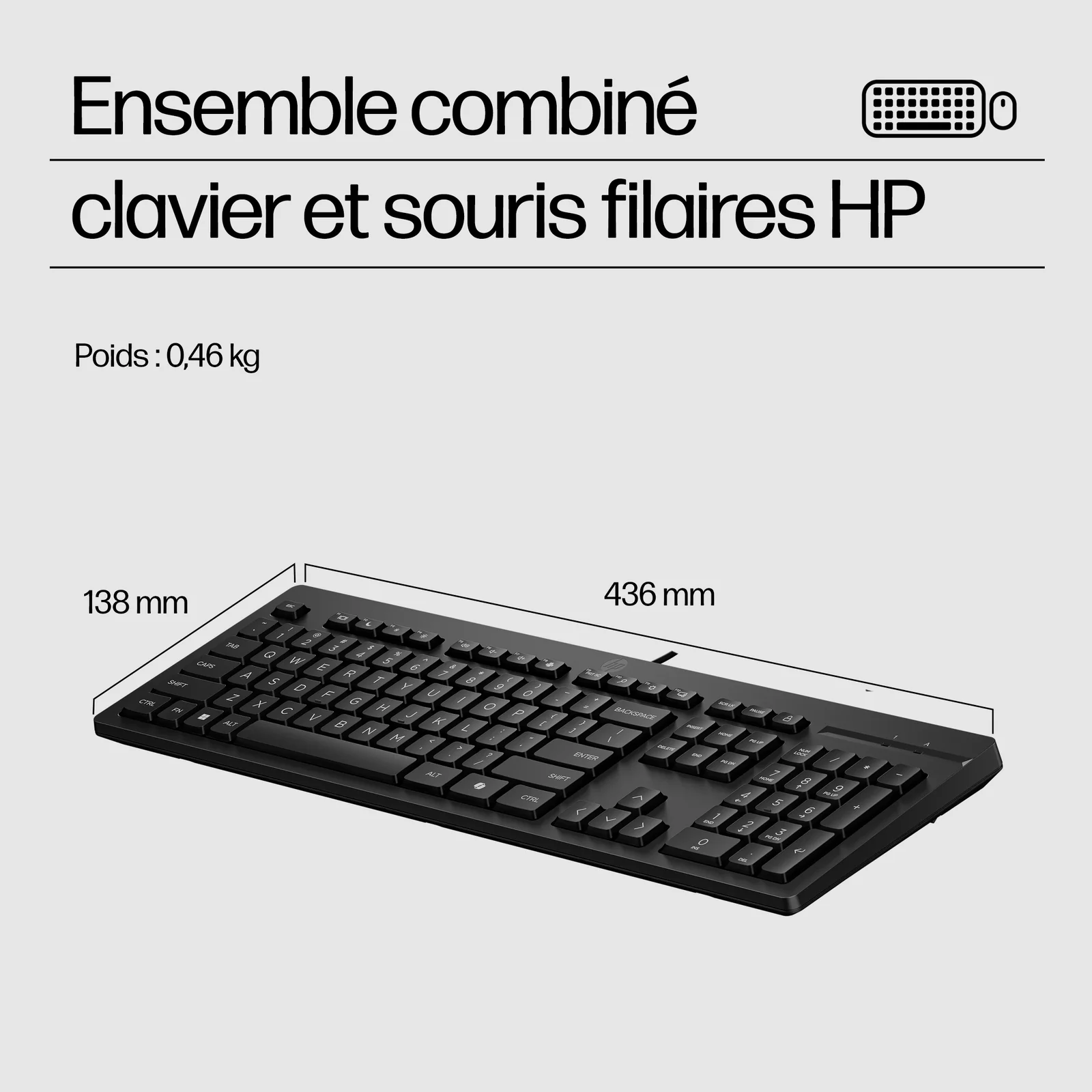 HP Ensemble combiné clavier et souris filaires 225