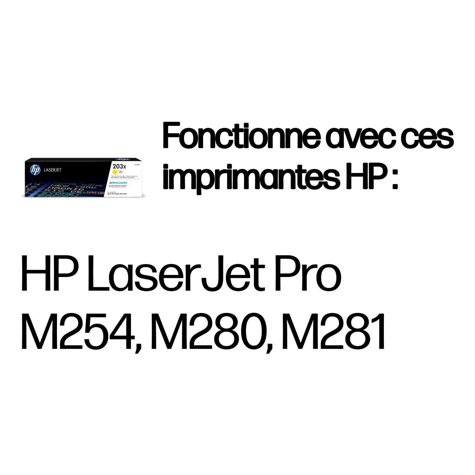 HP LaserJet Cartouche de toner grande capacité jaune authentique 203X pour