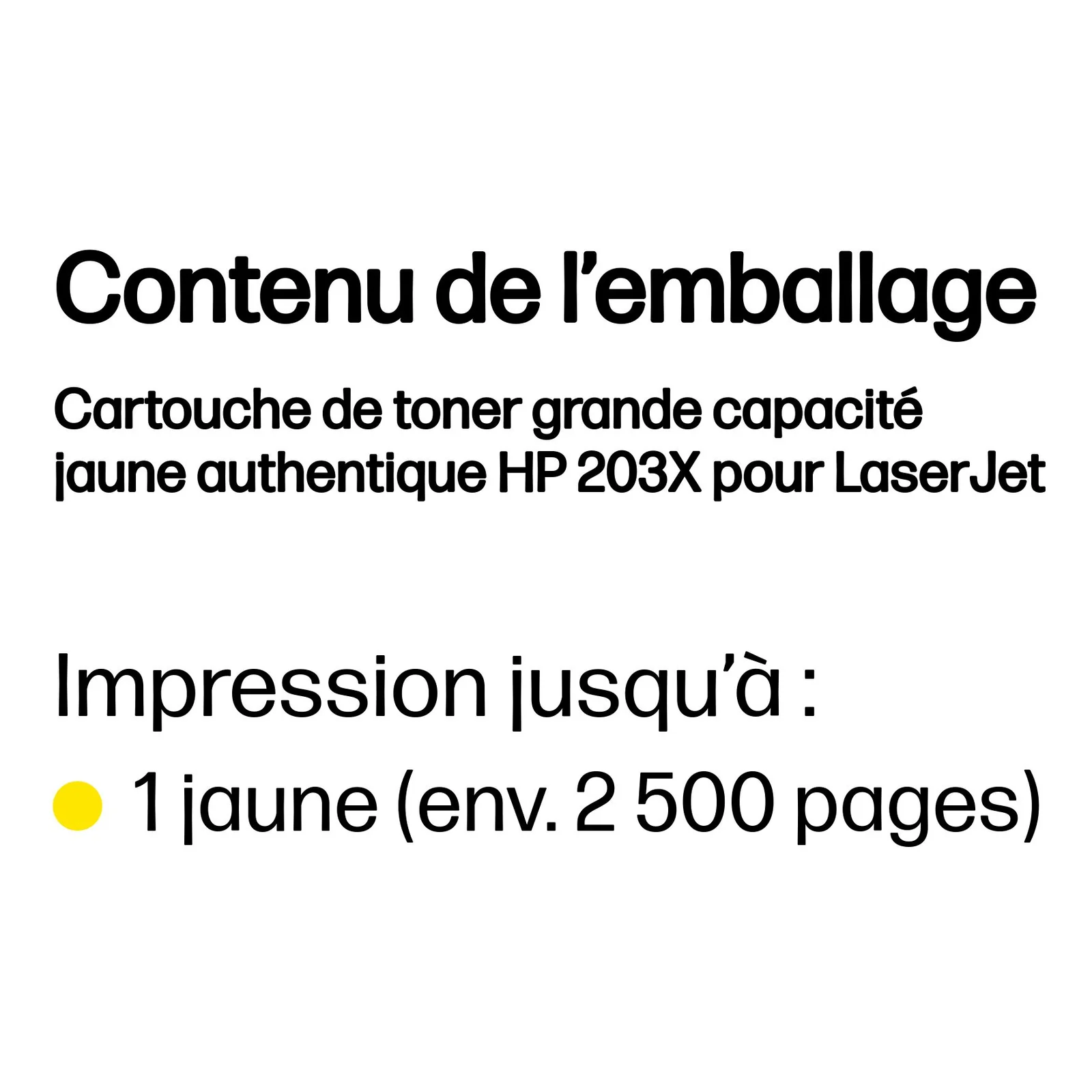 HP LaserJet Cartouche de toner grande capacité jaune authentique 203X pour