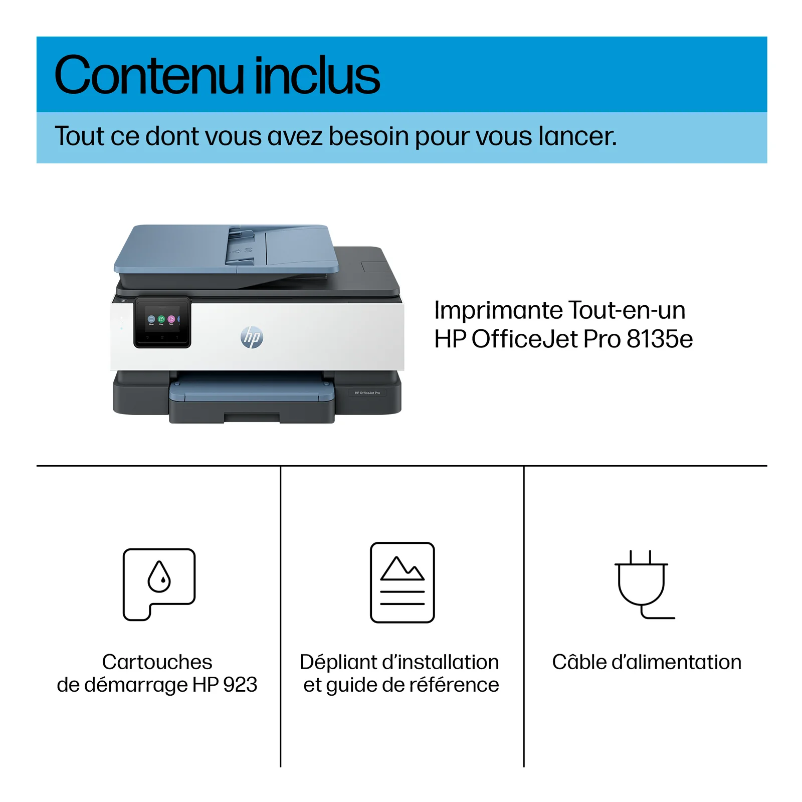 HP OfficeJet Pro 8135e Sans fil All-in-One Couleur Imprimante, Instant Ink; Impression recto-verso