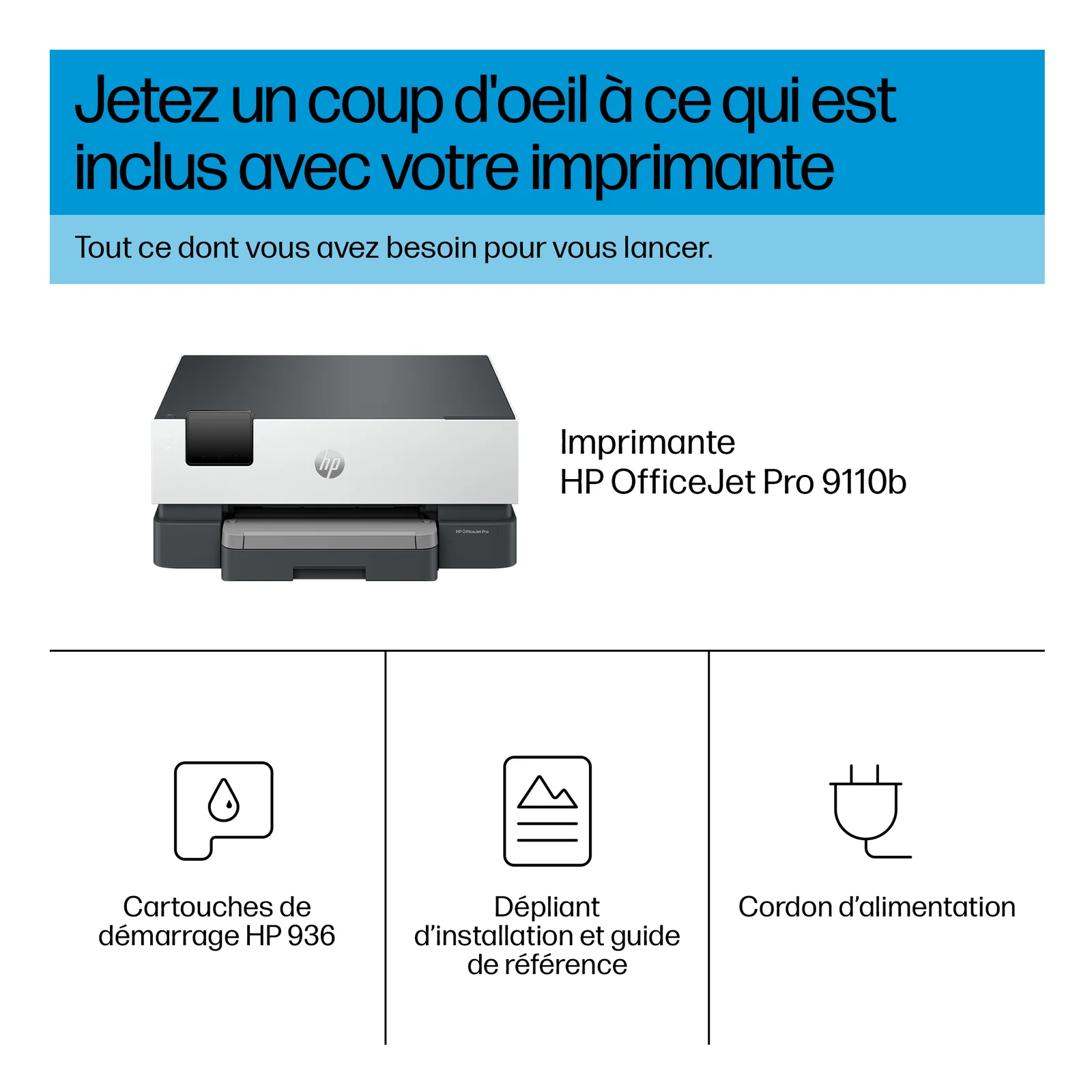 HP OfficeJet Pro 9110b Sans fil Couleur Imprimante, Impression recto-verso