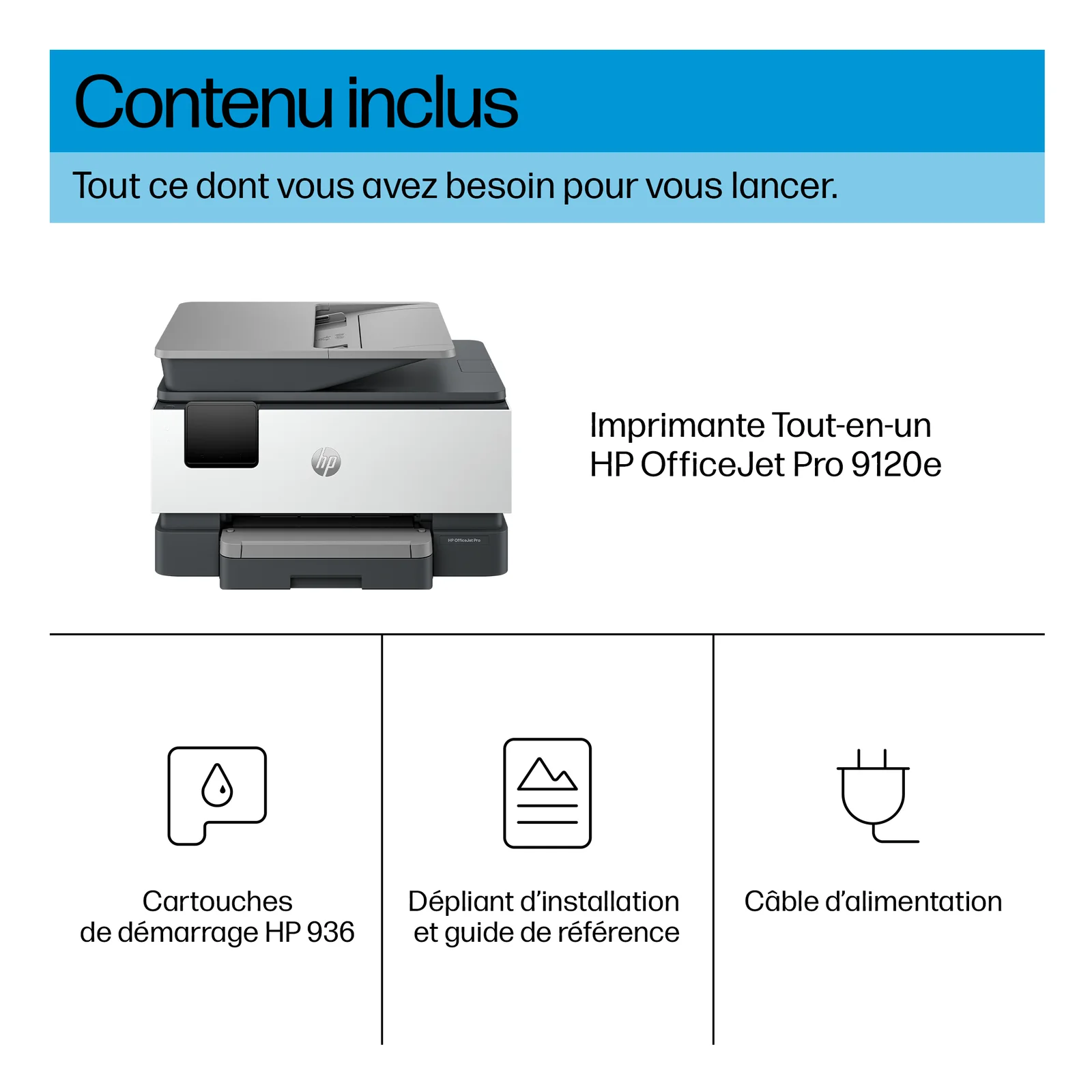 HP OfficeJet Pro 9120e Sans fil All-in-One Couleur Imprimante, Instant Ink; Impression recto-verso