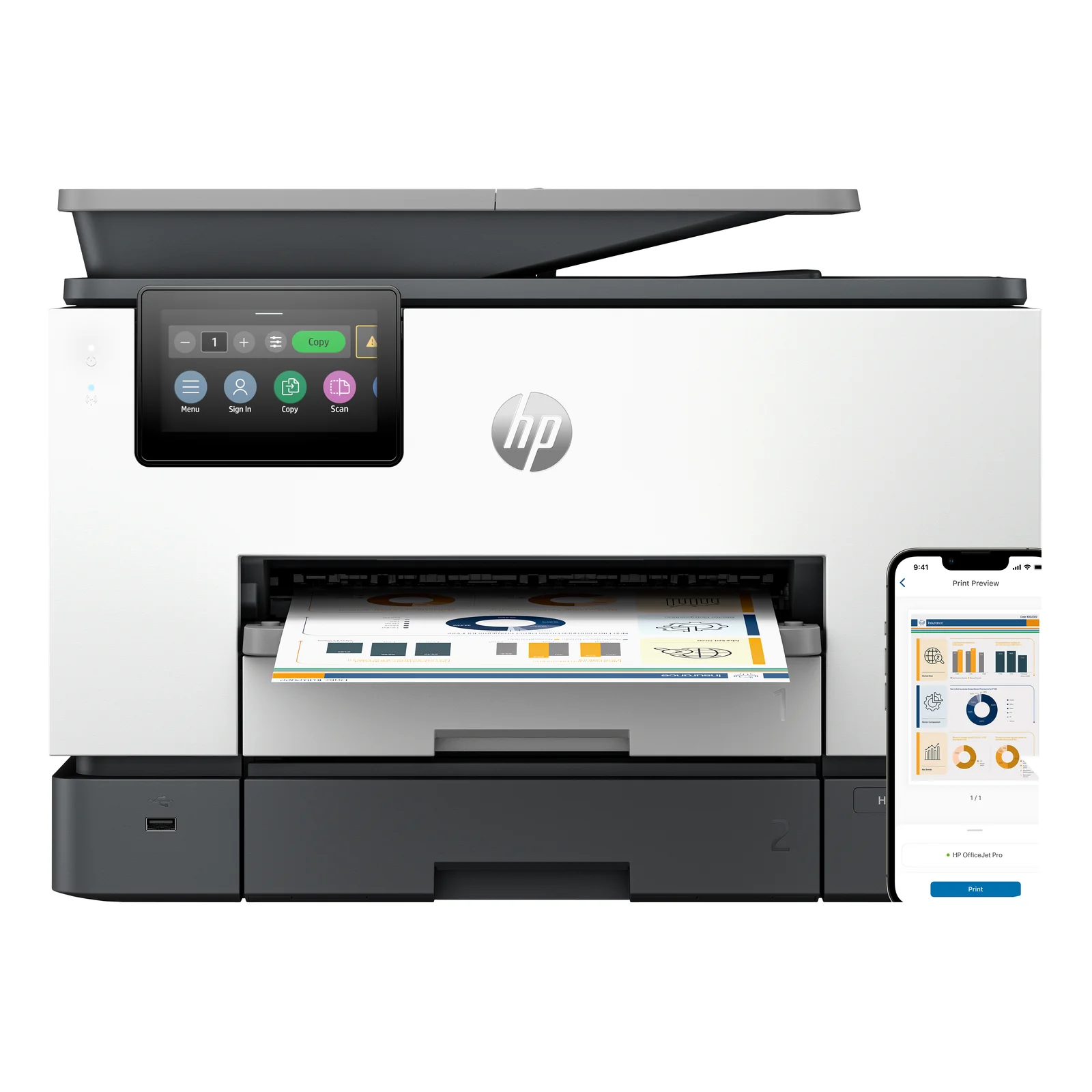 OfficeJet Pro 9130b Sans fil All-in-One Couleur Imprimante, Impression recto-verso; copieur, scanner
