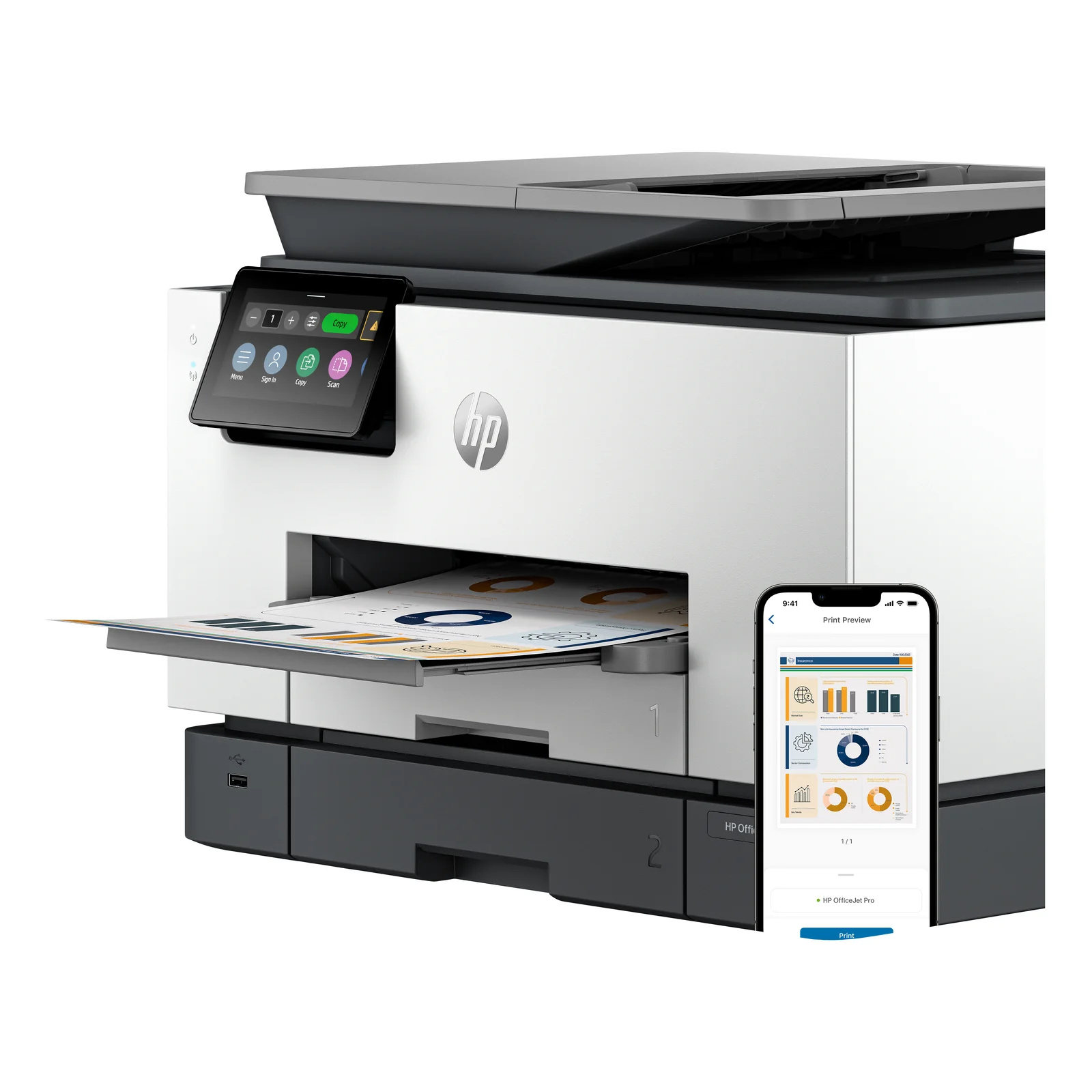 HP OfficeJet Pro 9130b Sans fil All-in-One Couleur Imprimante, Impression recto-verso; copieur, scanner
