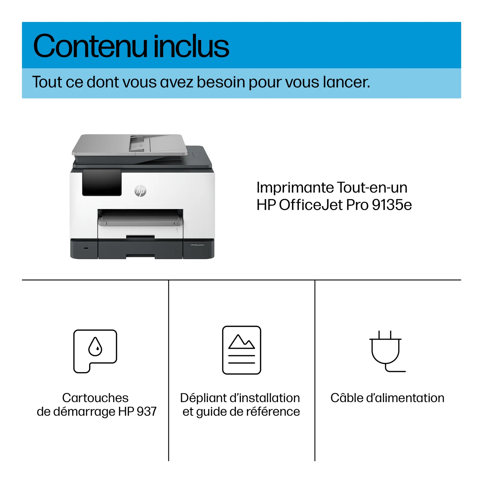 HP OfficeJet Pro 9135e Sans fil All-in-One Couleur Imprimante, Instant Ink; Impression recto-verso
