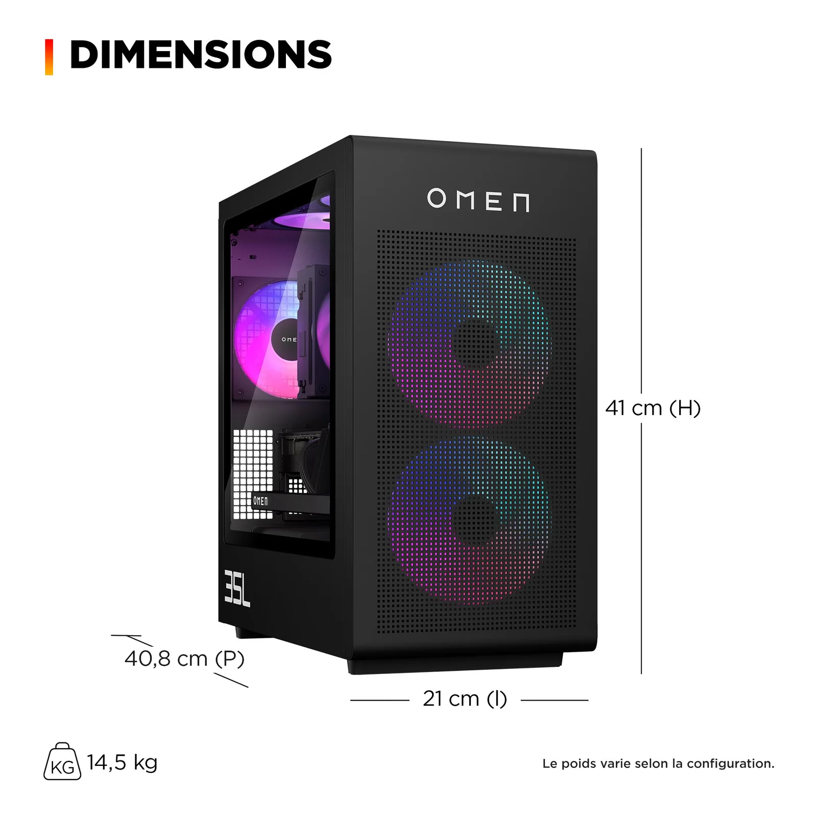 HP OMEN 35L Gaming Desktop GT16-1013nf AMD Ryzen™ 9 9900X3D 64 Go DDR5-SDRAM 4 To SSD NVIDIA GeForce RTX 5070 Ti Windows 11 Home Tower PC Noir