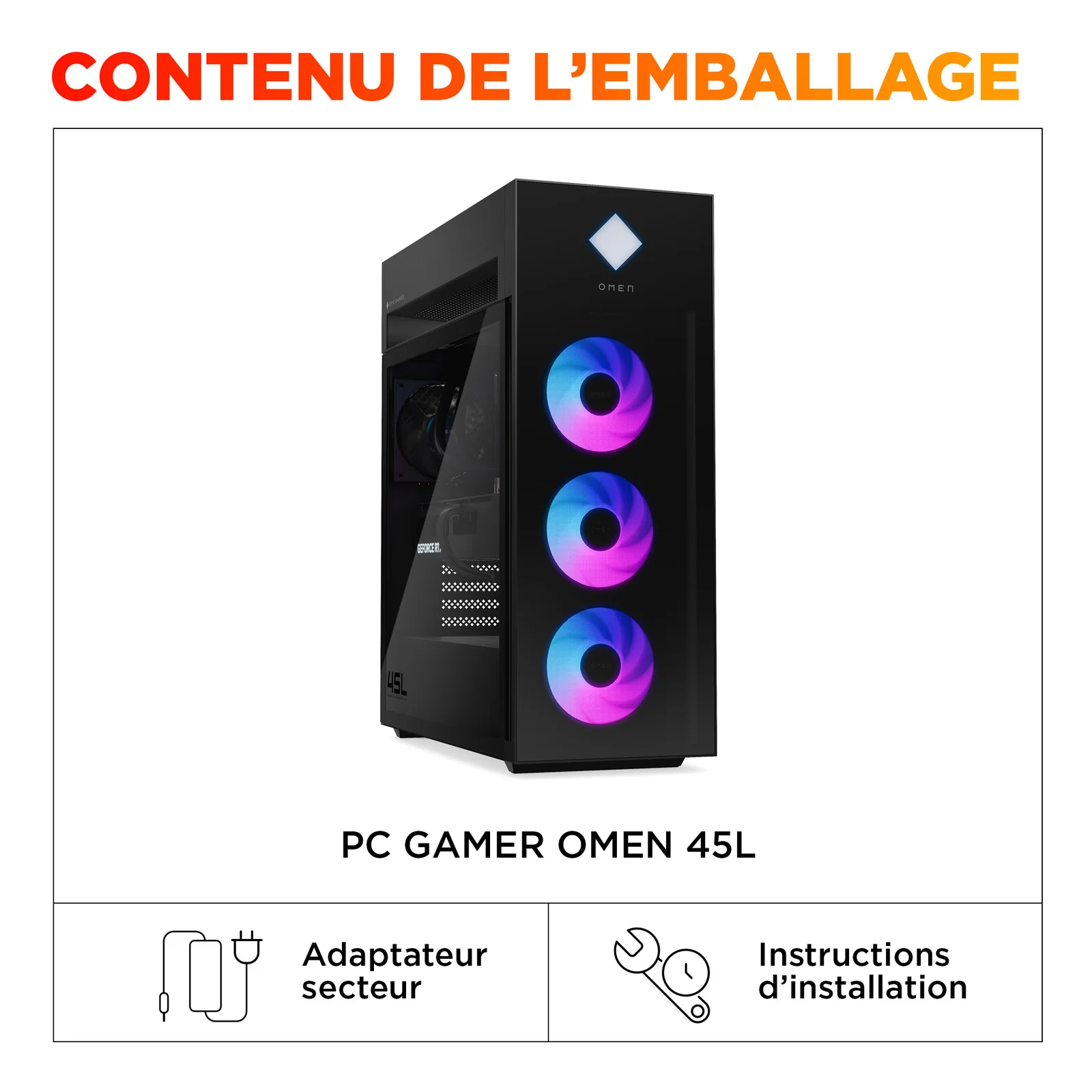 OMEN by HP 45L Gaming Desktop GT22-3031nf Intel Core Ultra 7 265K 64 Go DDR5-SDRAM 4 To SSD NVIDIA GeForce RTX 5070 Windows 11 Home Tower PC AI PC Noir