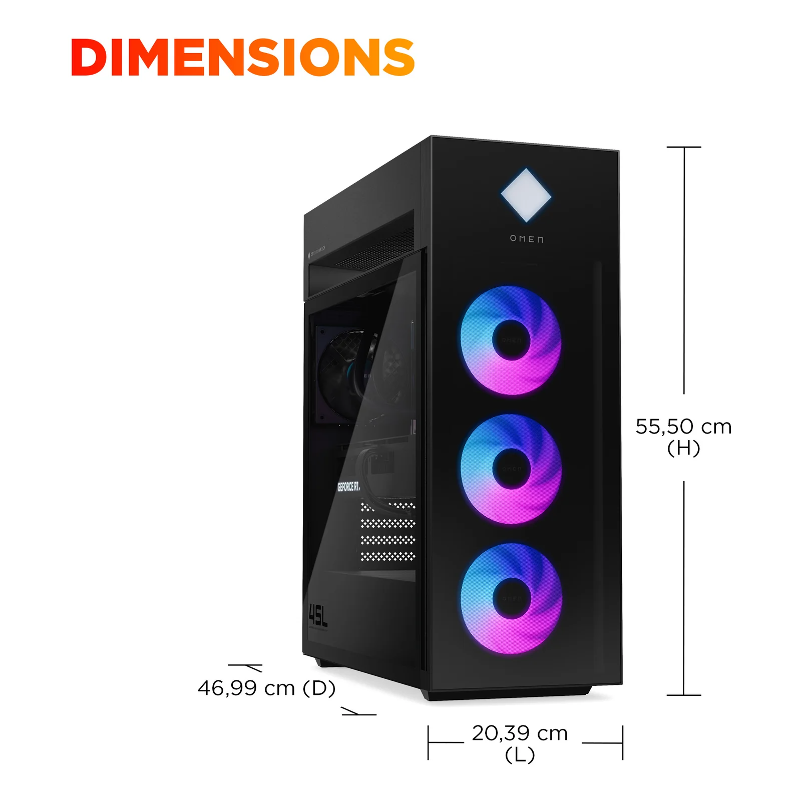 OMEN by HP 45L Gaming Desktop GT22-3031nf Intel Core Ultra 7 265K 64 Go DDR5-SDRAM 4 To SSD NVIDIA GeForce RTX 5070 Windows 11 Home Tower PC AI PC Noir