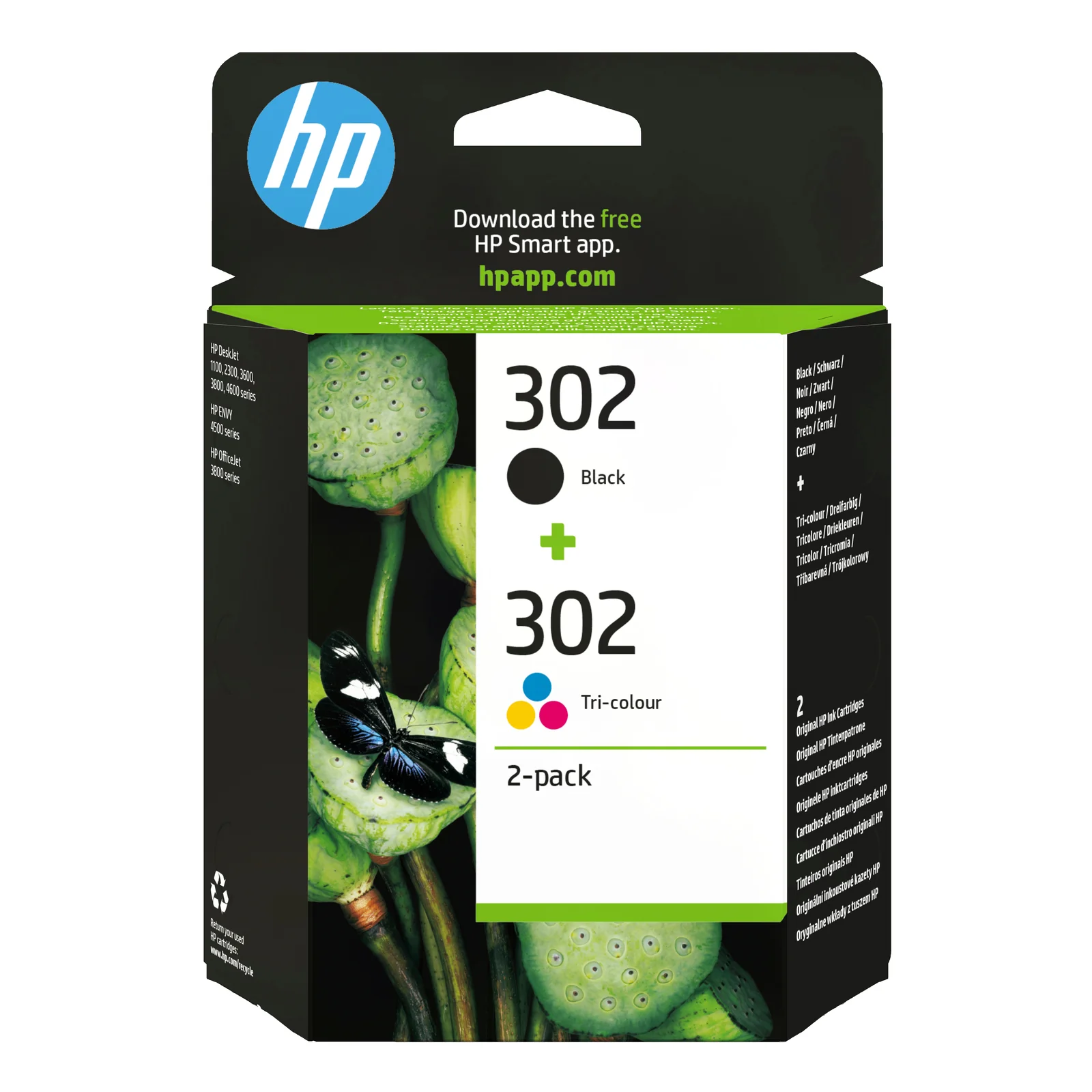 Pack de 2 cartouches d'encre noire/3 couleurs authentiques 302