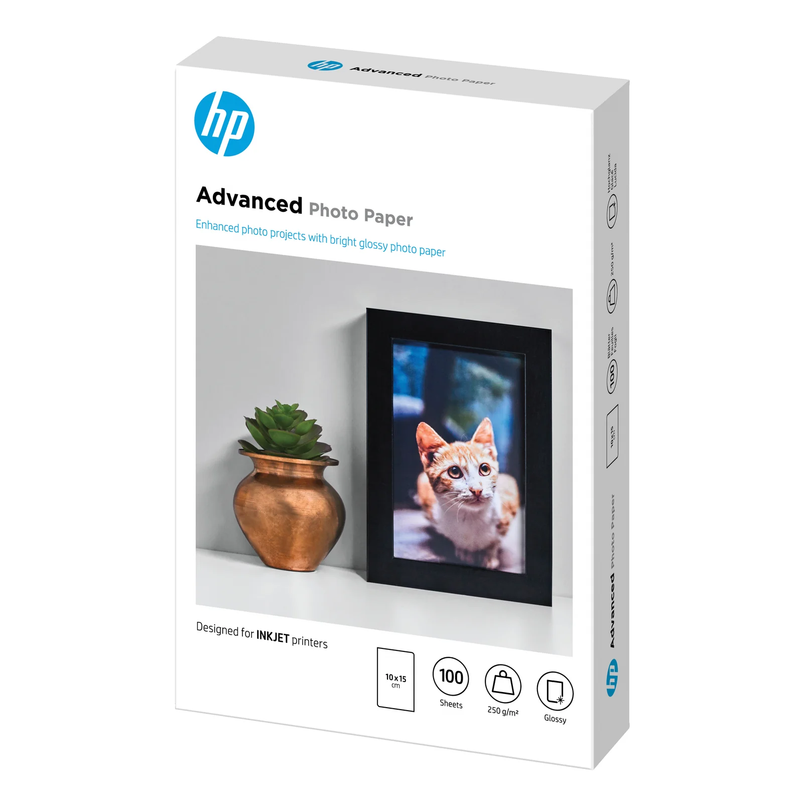 HP Papier photo à finition glacée Advanced, 250 g/m2, 10 x 15 cm (101 x 152 mm), 100 feuilles