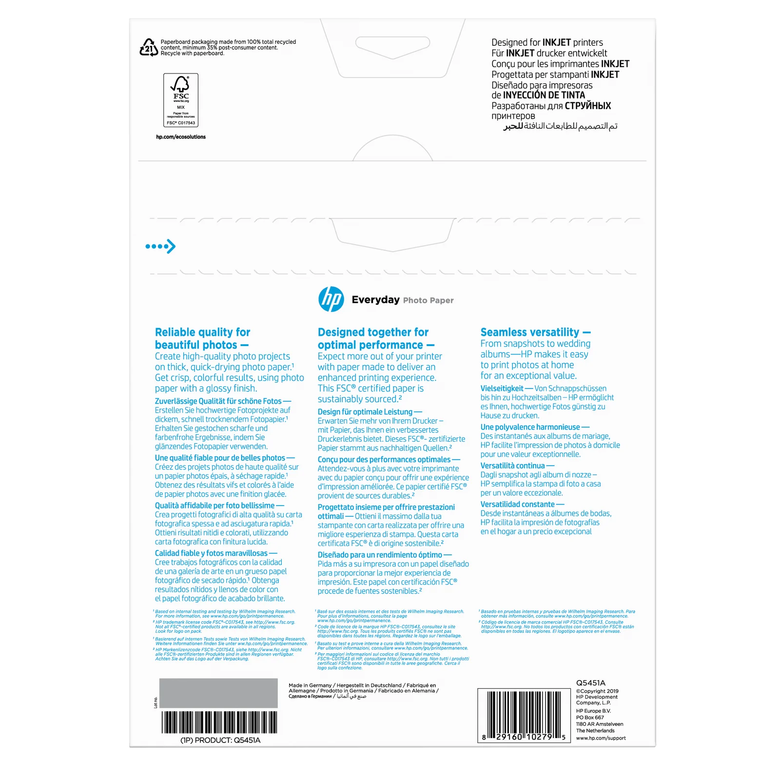 HP Papier photo brillant Everyday - 25 feuilles/A4/210 x 297 mm