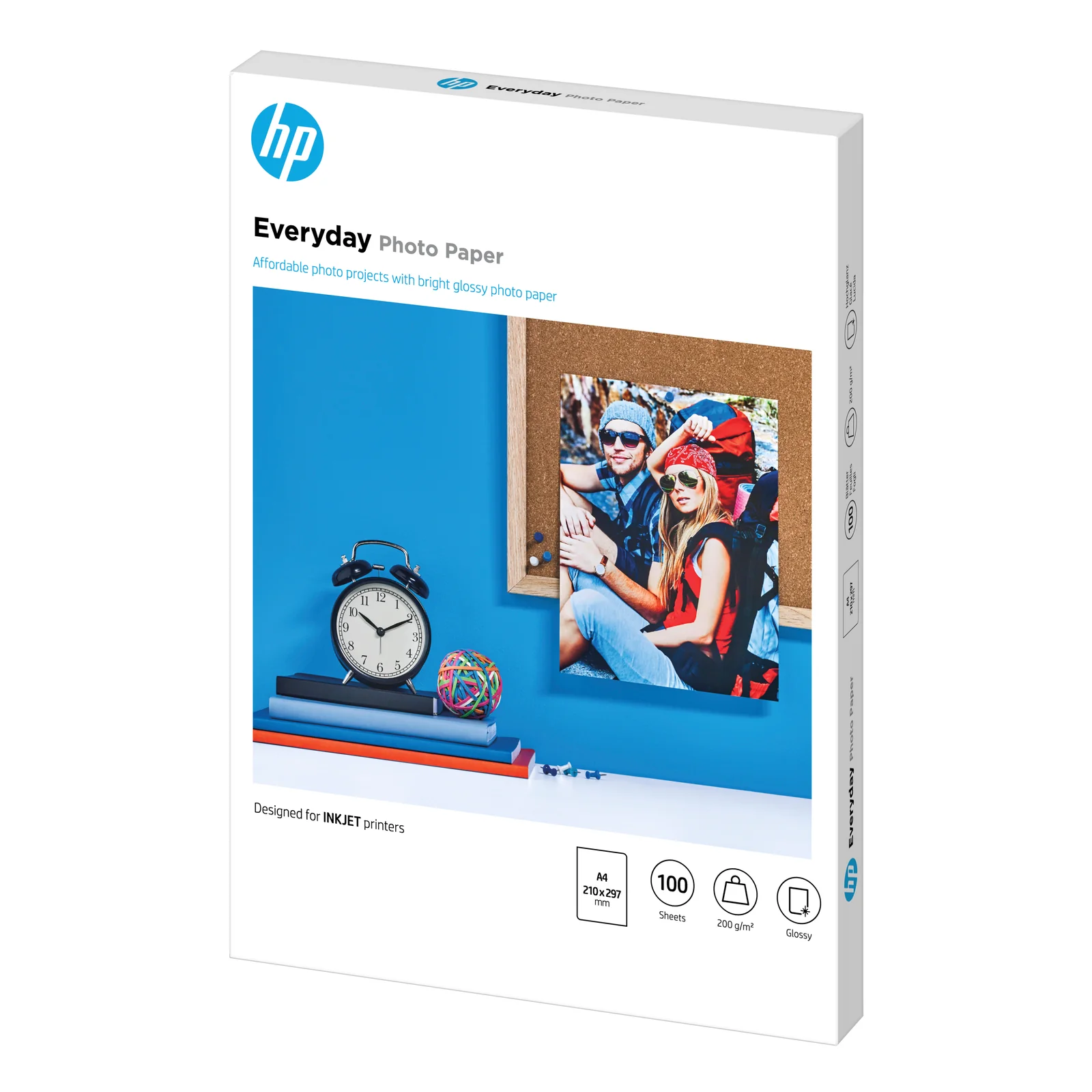 HP Papier photo Everyday, brillant, 200 g/m2, A4 (210 x 297 mm), 100 feuilles