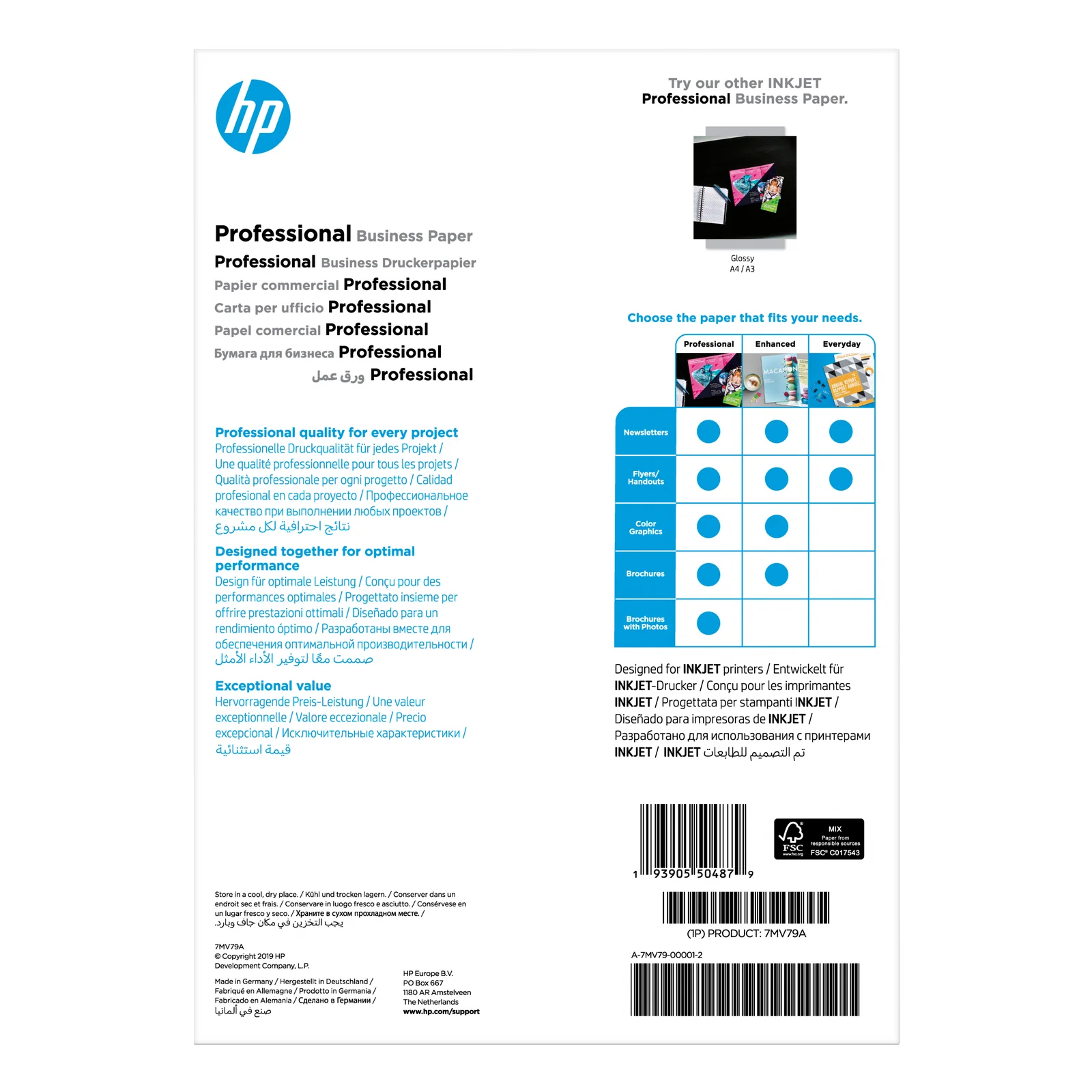 HP Papier Professional Business, mat, 180 g/m2, A4 (210 x 297 mm), 150 feuilles