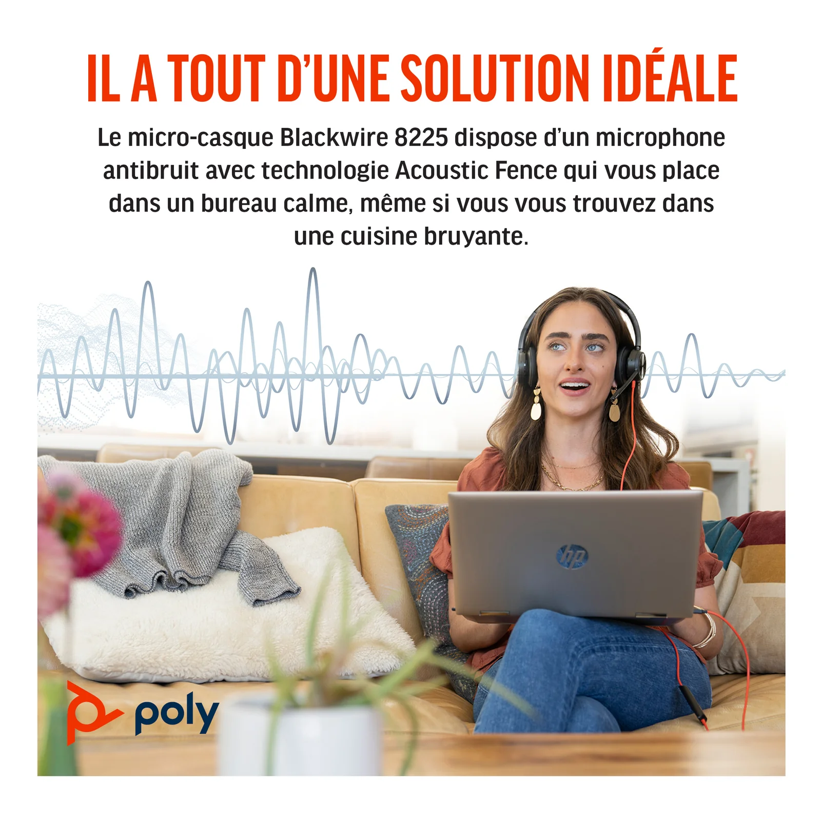 HP Poly Micro-casque Poly Blackwire 8225 stéréo USB-C certifié Microsoft Teams + adaptateur USB-C/A