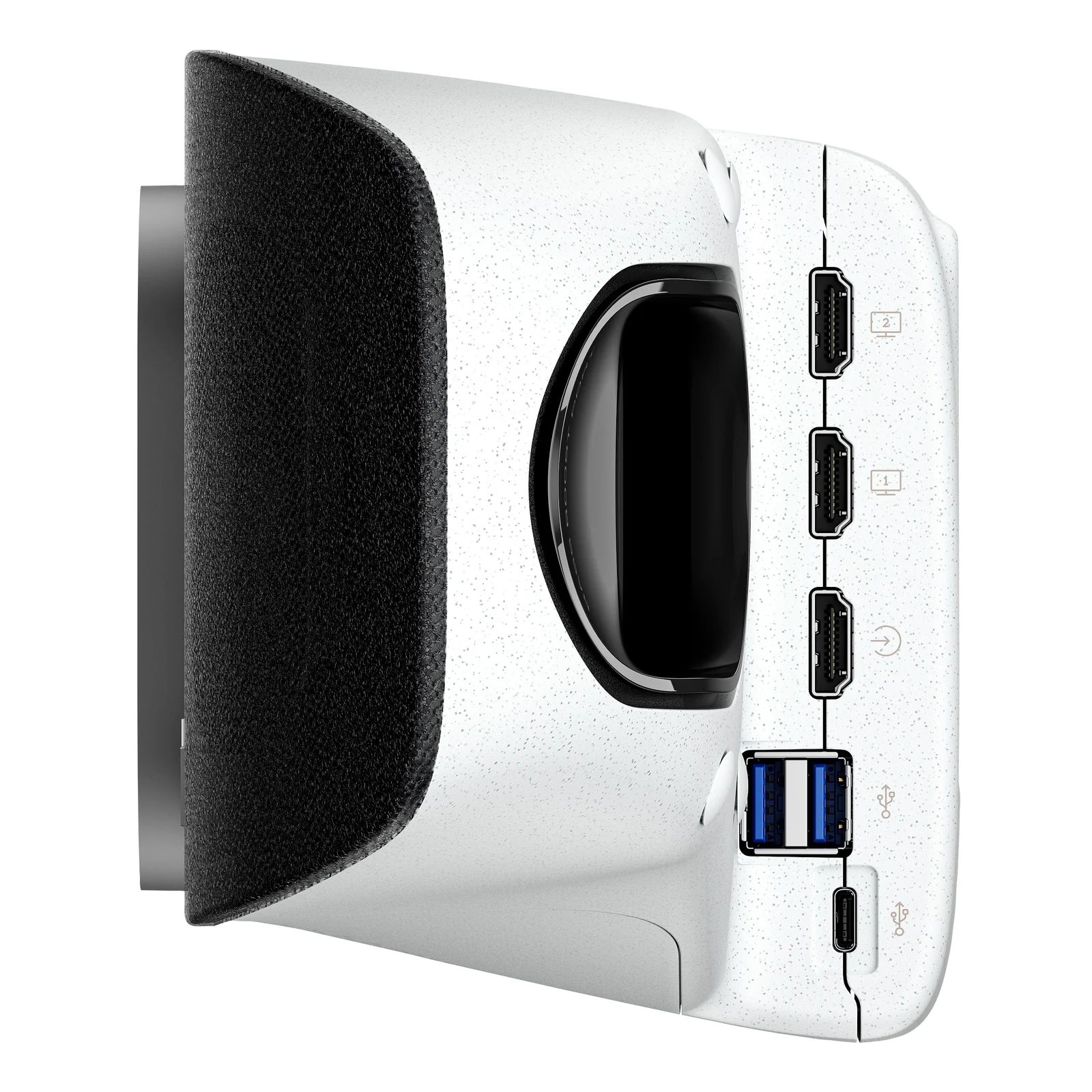 Panneau de connectique gauche de la HP Poly Studio V72, montrant les ports HDMI, USB-A et USB-C