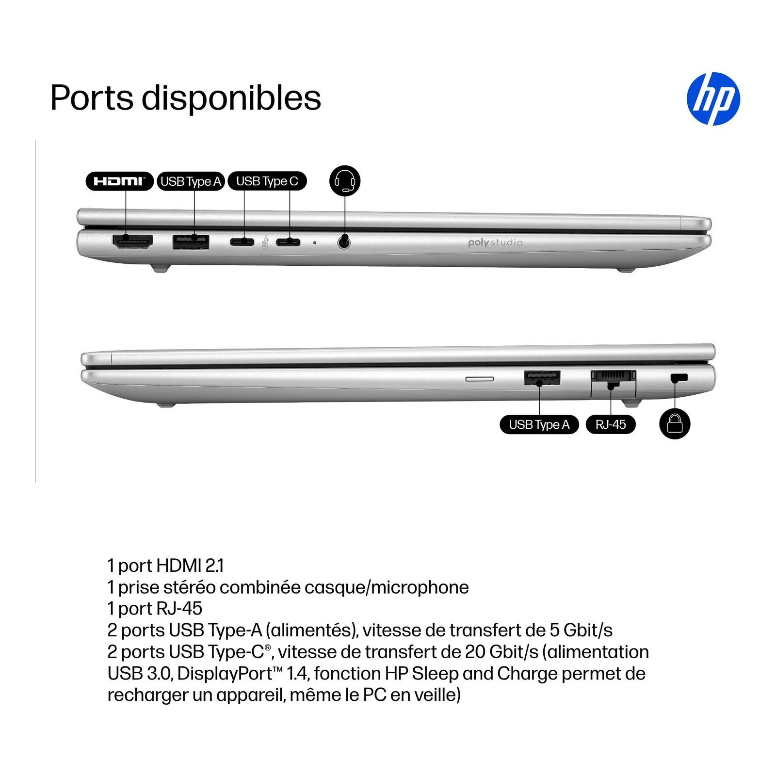 HP ProBook 4 G1i AI Intel Core Ultra 7 255U Ordinateur portable 35,6 cm (14") WUXGA 16 Go DDR5-SDRAM 512 Go SSD Wi-Fi 7 (802.11be) Windows 11 Pro AI PC Argent