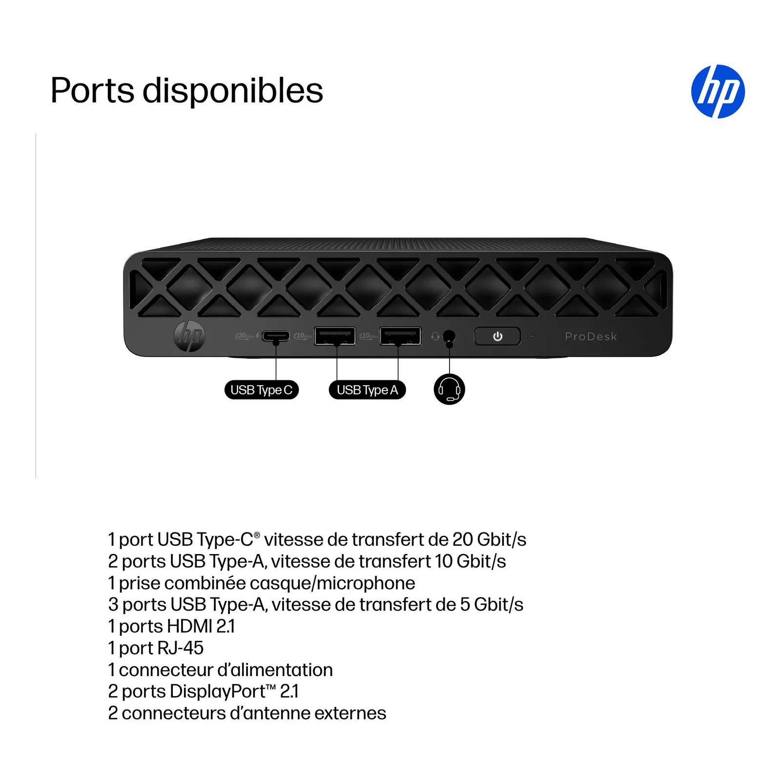 HP ProDesk 4 Mini G1i Intel Core Ultra 7 265T 16 Go DDR5-SDRAM 512 Go SSD Windows 11 Pro Mini PC AI PC Noir