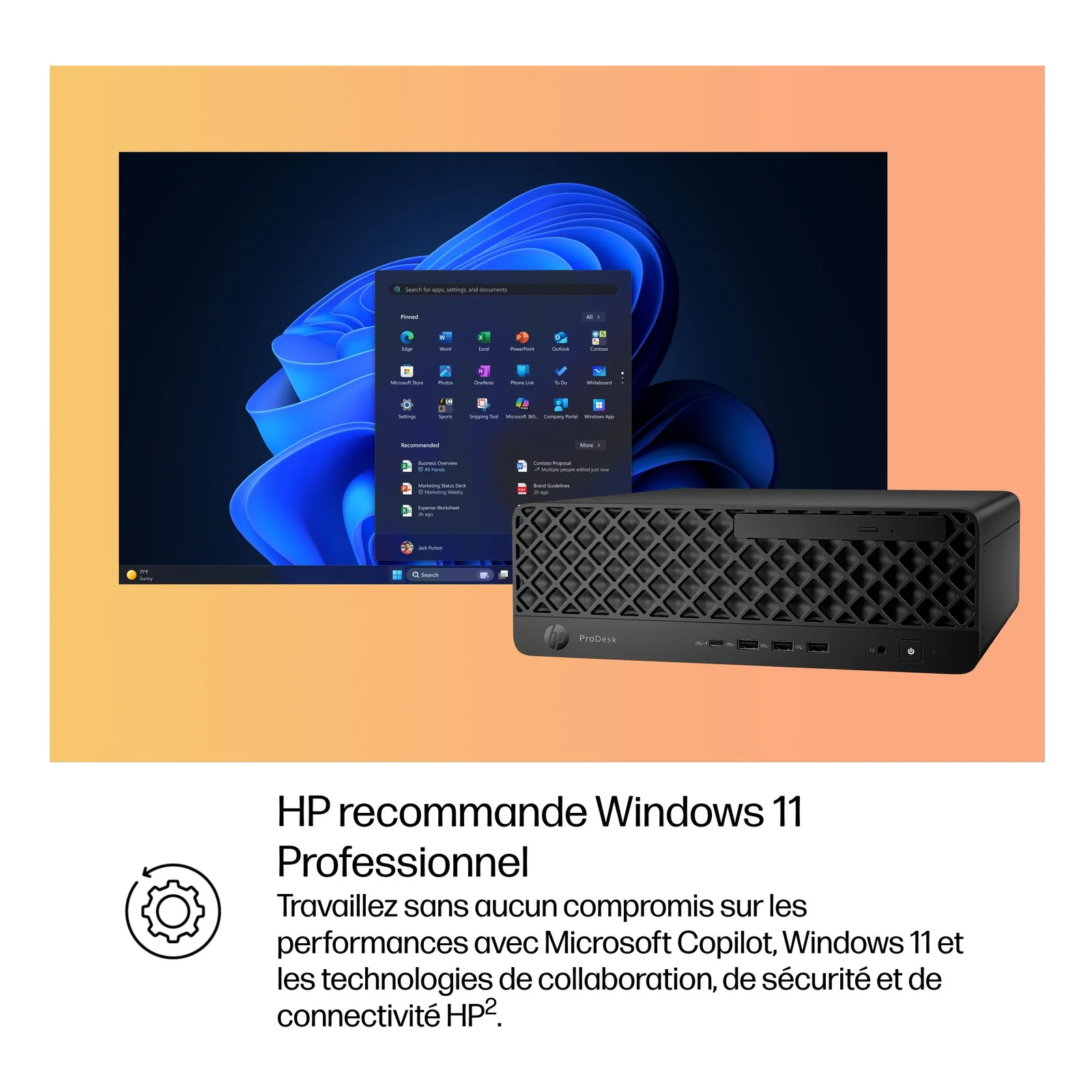 HP ProDesk 4 SFF G1i Desktop AI PC Intel Core Ultra 7 265 16 Go DDR5-SDRAM 512 Go SSD Windows 11 Pro Noir