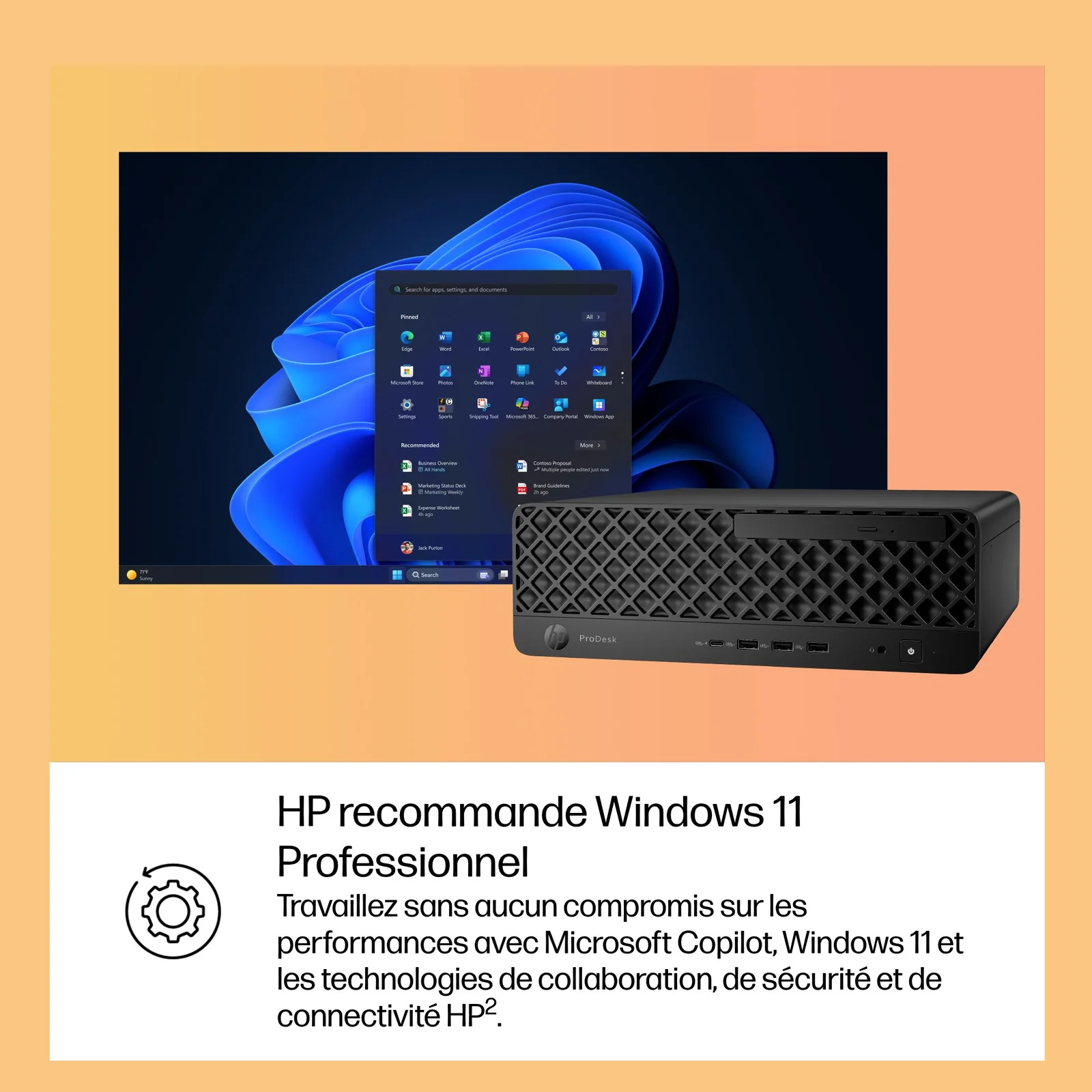 HP ProDesk 4 SFF G1i Desktop AI PC Intel Core Ultra 7 265 32 Go DDR5-SDRAM 1 To SSD Windows 11 Pro Noir