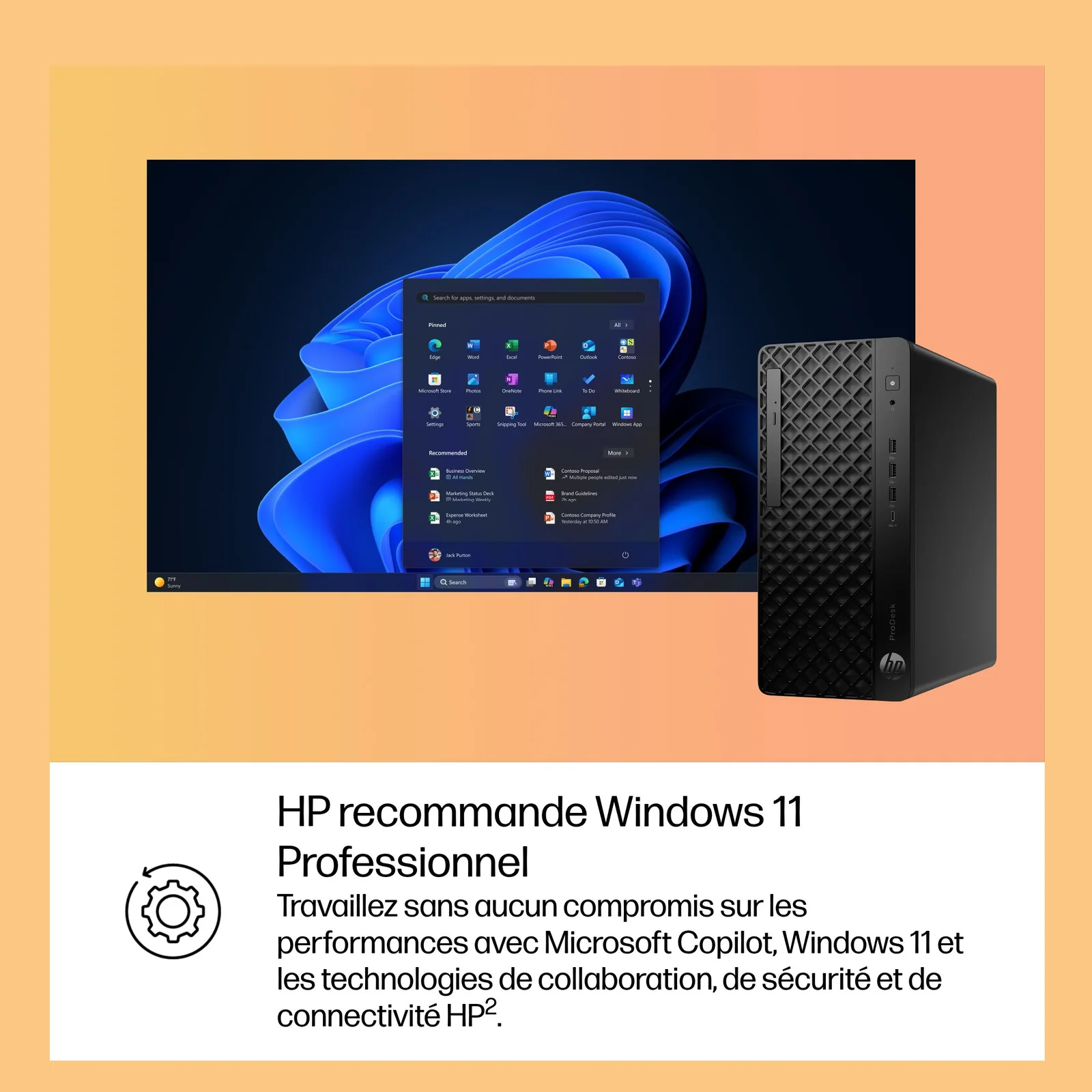 HP ProDesk 4 Tower G1i Desktop AI PC Intel Core Ultra 7 265 32 Go DDR5-SDRAM 1 To SSD Windows 11 Pro Noir