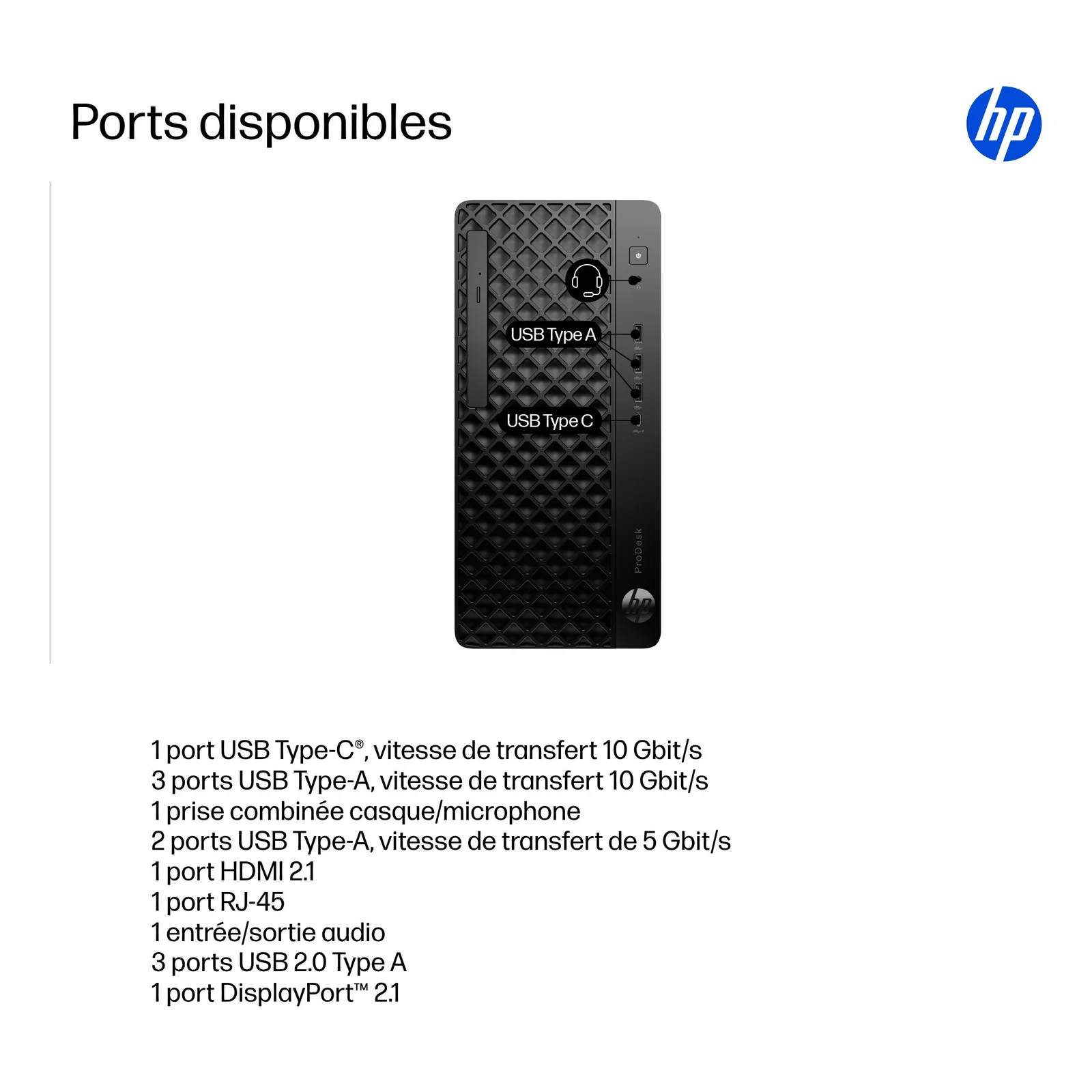 HP ProDesk 4 Tower G1i Desktop AI PC Intel Core Ultra 7 265 32 Go DDR5-SDRAM 1 To SSD Windows 11 Pro Noir
