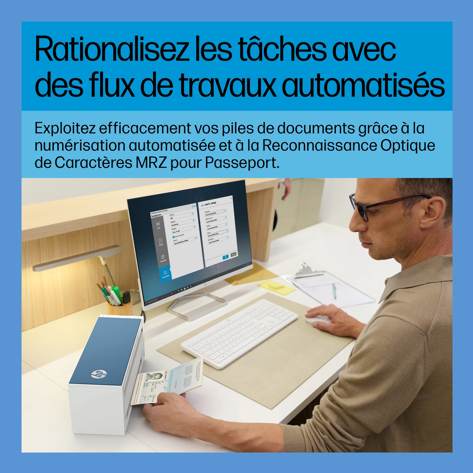 HP ScanJet Pro 4200 s1 Scanner à défilement A4 et passeport / carte d’identité, jusqu’à 40ppm/80ipm, 600x 600 DPI
