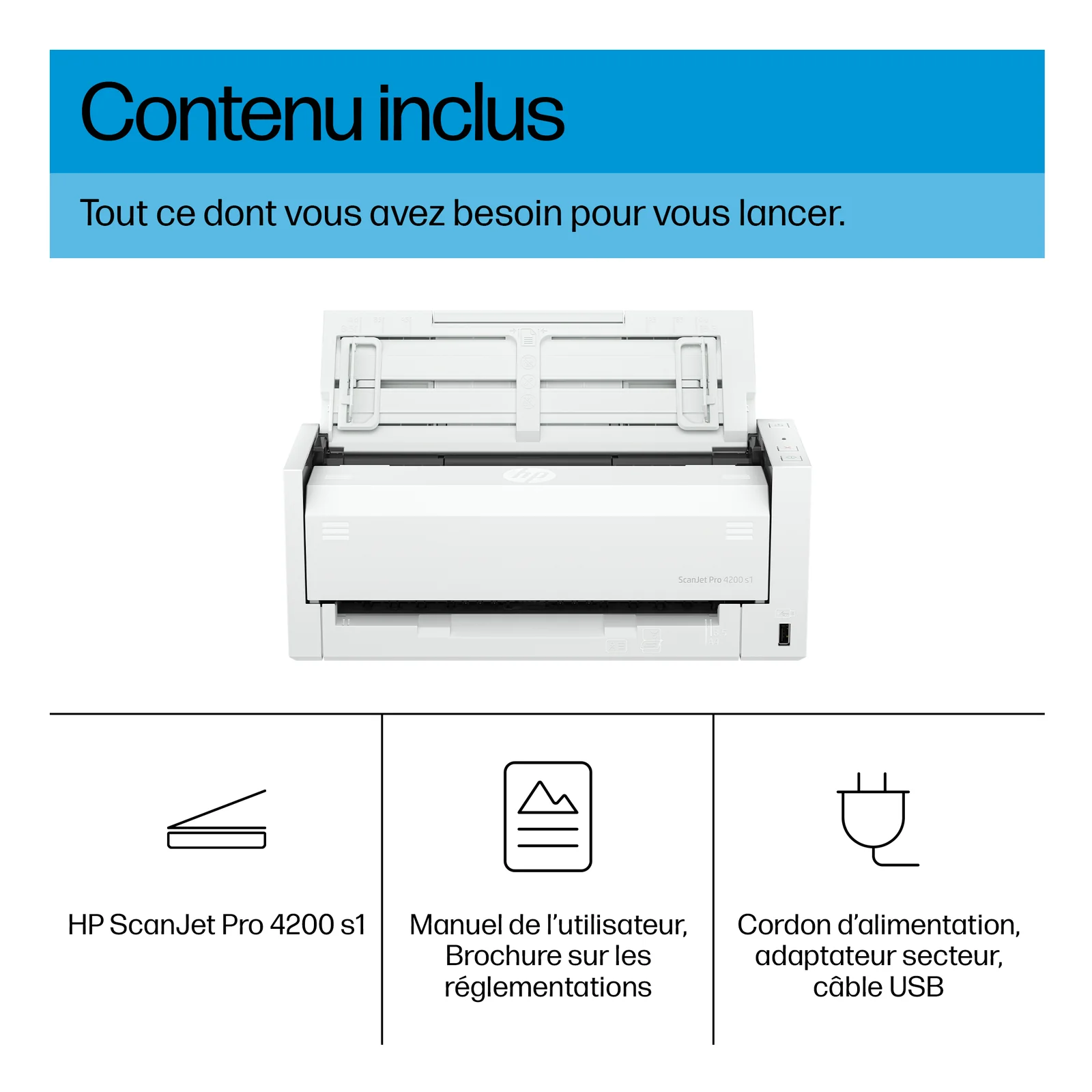 HP ScanJet Pro 4200 s1 Scanner à défilement A4 et passeport / carte d’identité, jusqu’à 40ppm/80ipm, 600x 600 DPI
