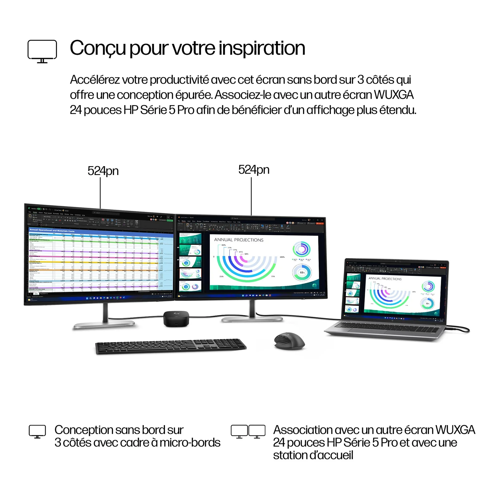HP Series 5 Écran WUXGA 24 pouces Pro - 524pn
